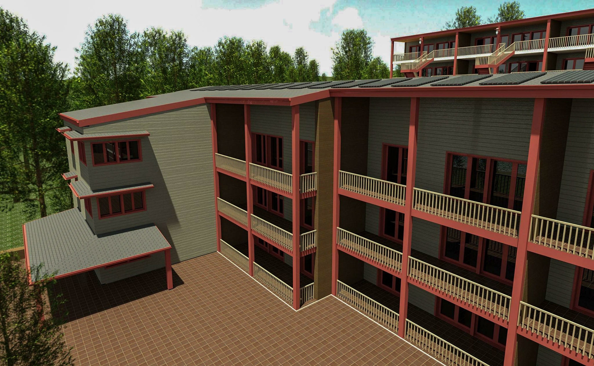 Courtyard with Balconies