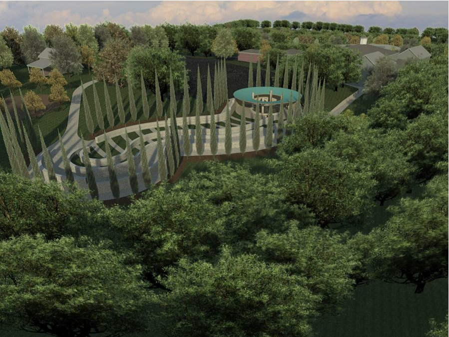 Mausoleum Birdseye View, produced with Enscape