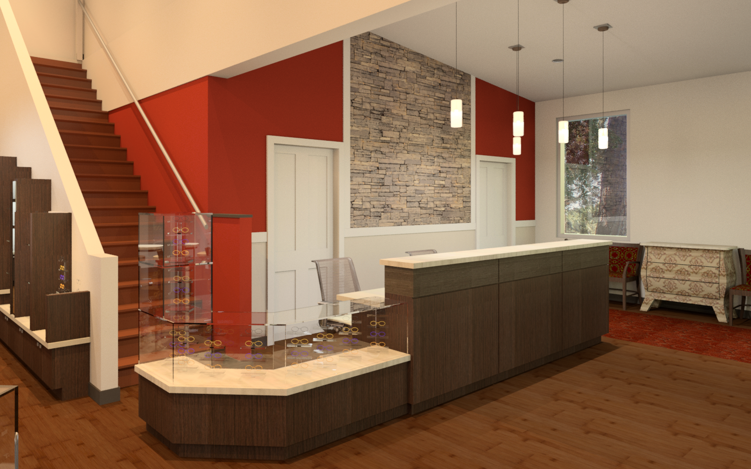 Reception desk product feature display