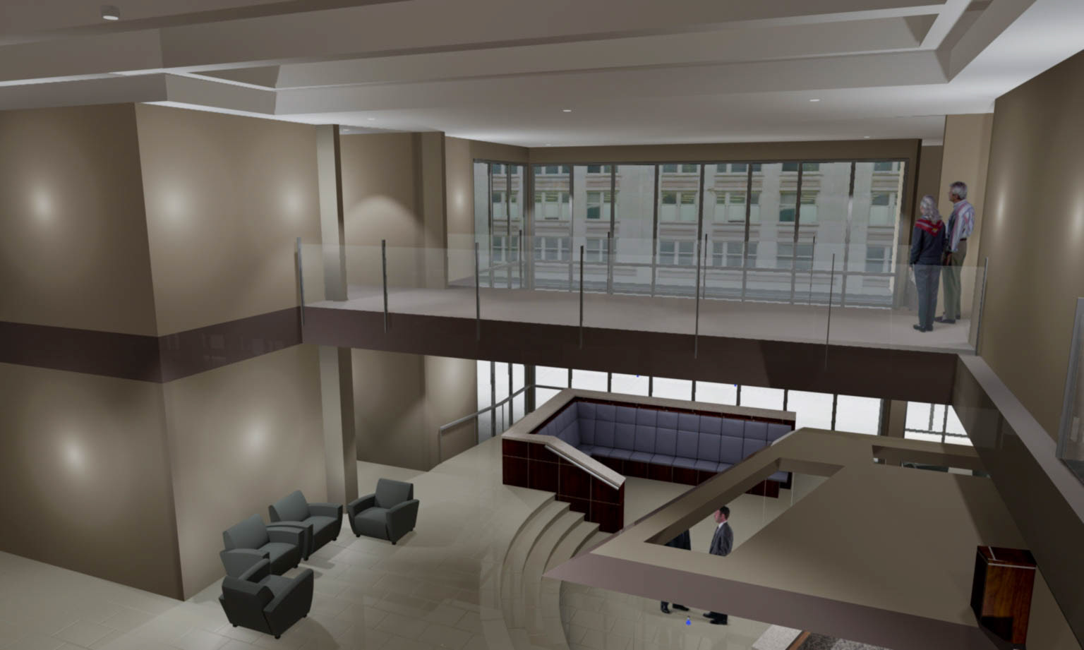 Atrium rendering Hotel Memphis Roberts Clarion lobby rendering