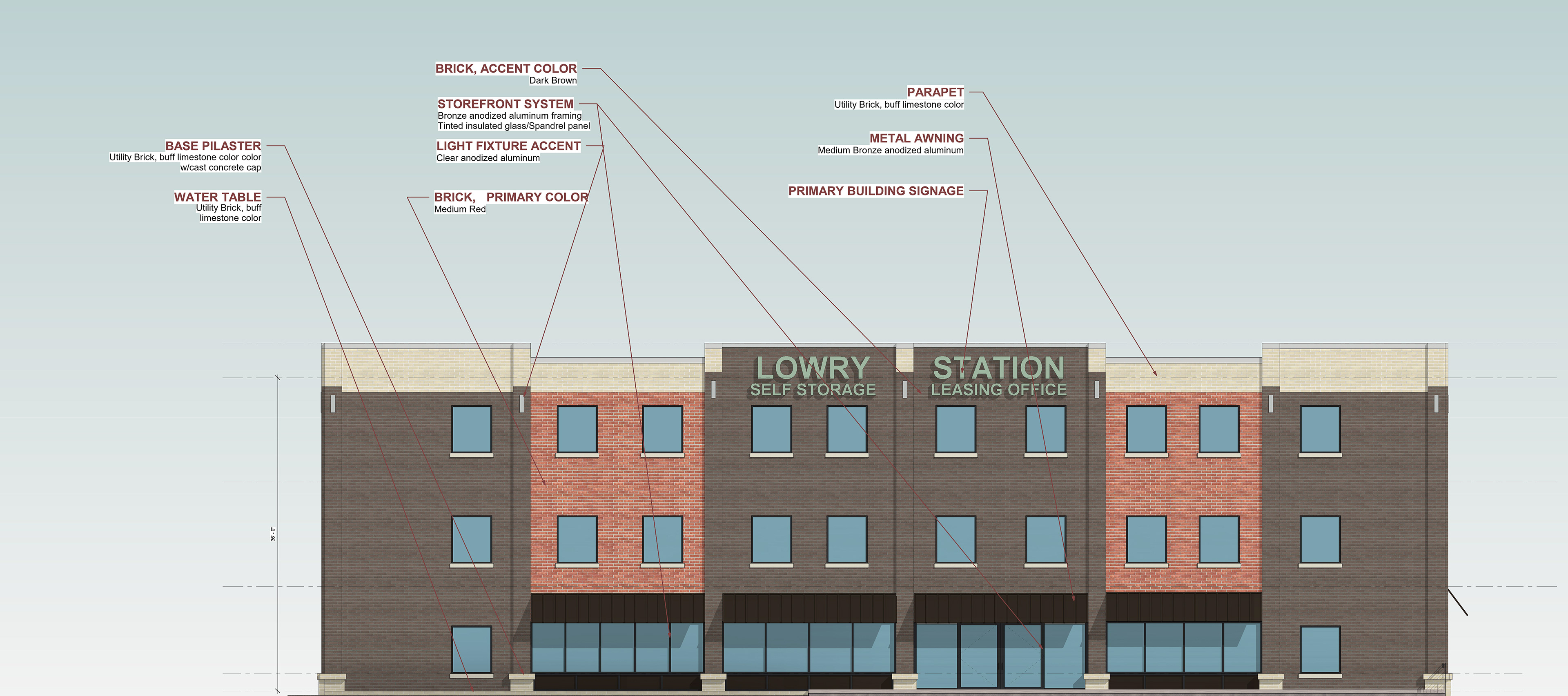 Lowry Street Storage rendered main street elevation