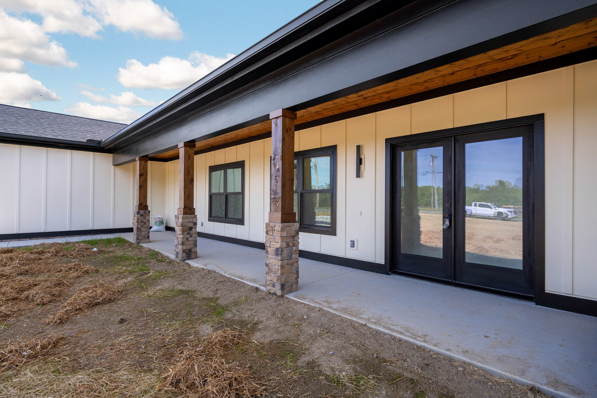 Covered Front Porch Featuring Cedar Posts