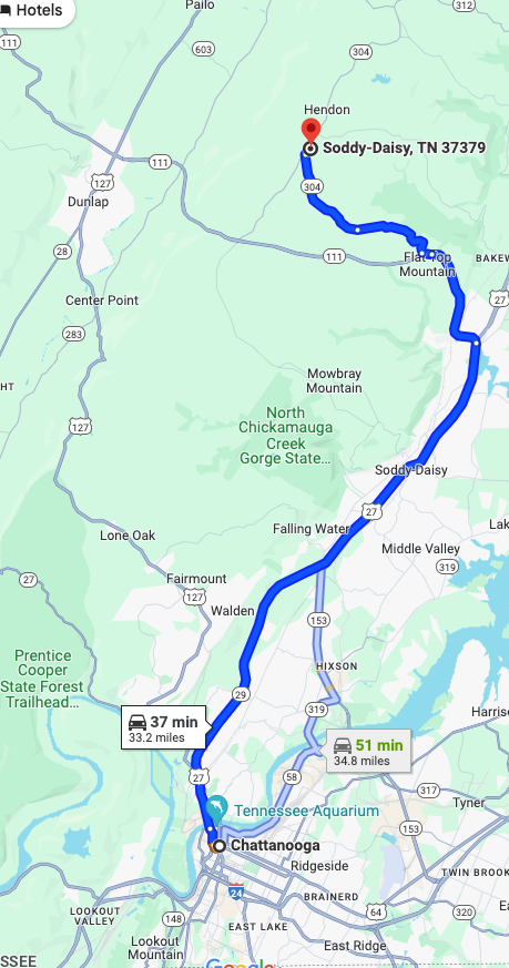 33 Miles from Downtown Chattanooga