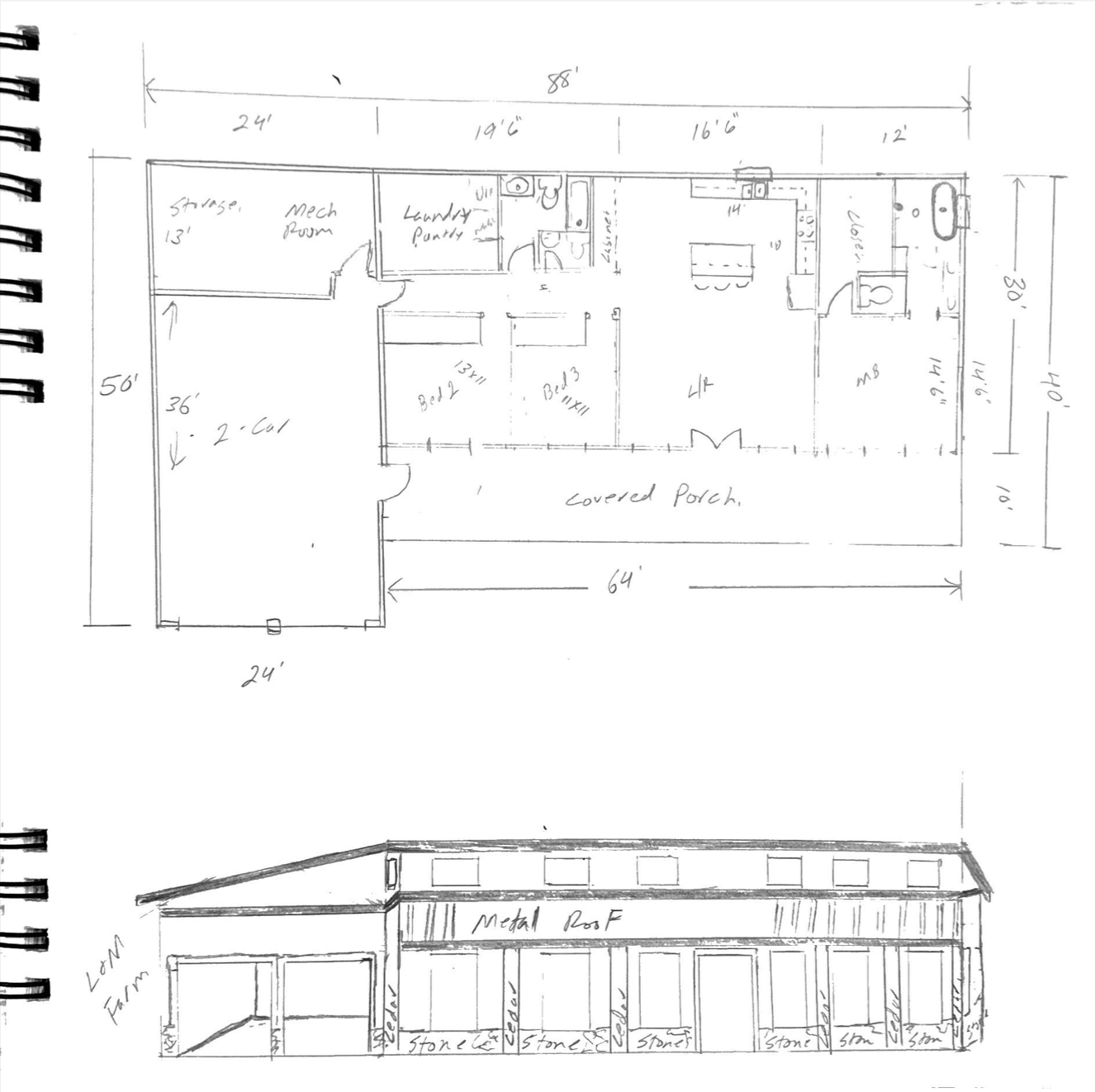 Hand Drawn Custom Home Plan