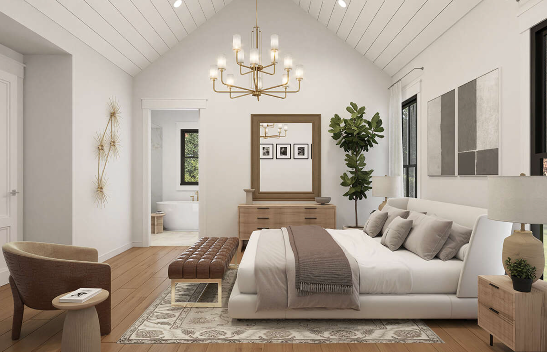 Vaulted Ceiling Primary Bedroom 