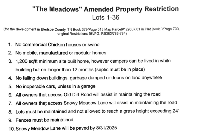 The Meadows Property Restrictions
