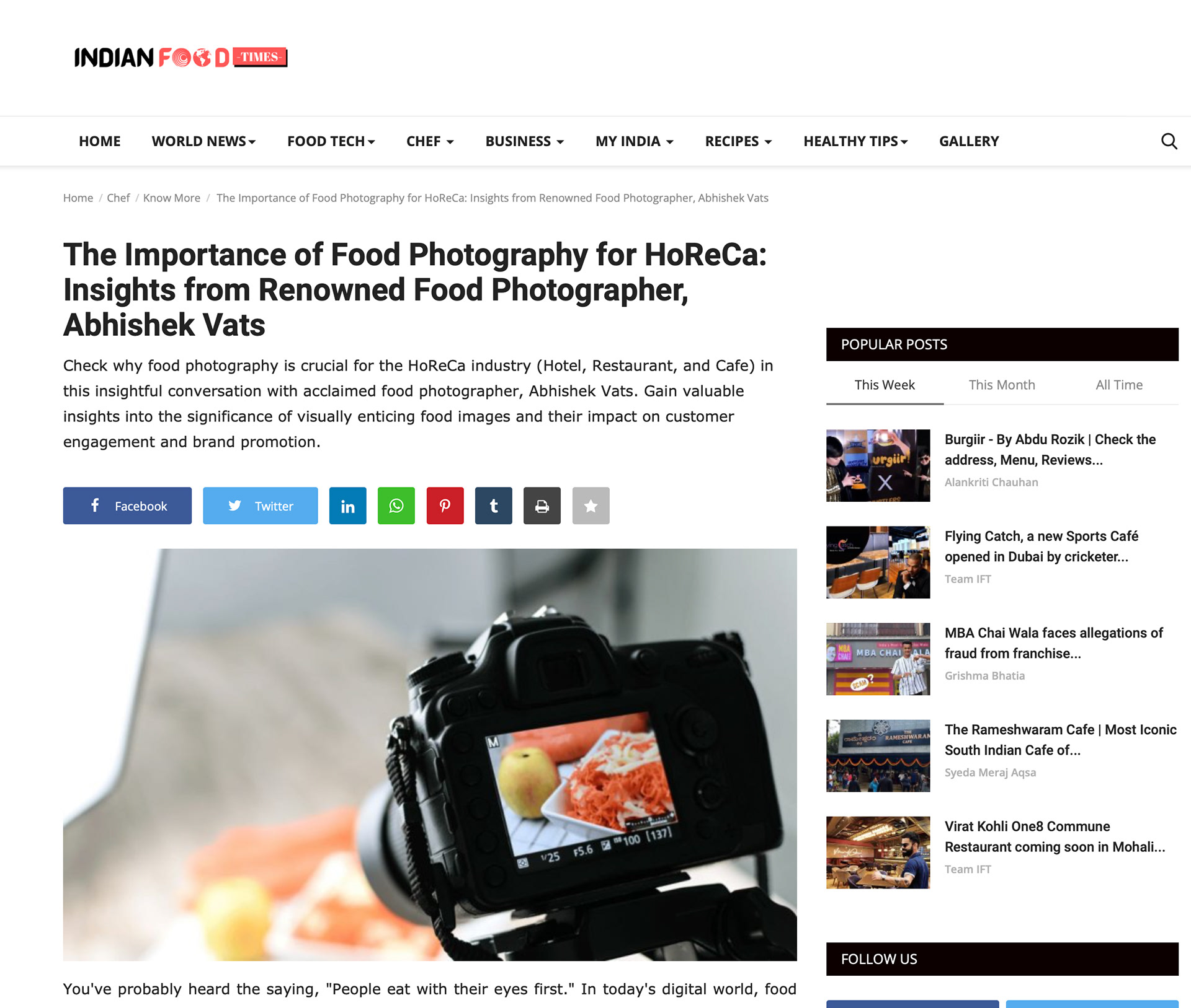 Interview with India Food Times