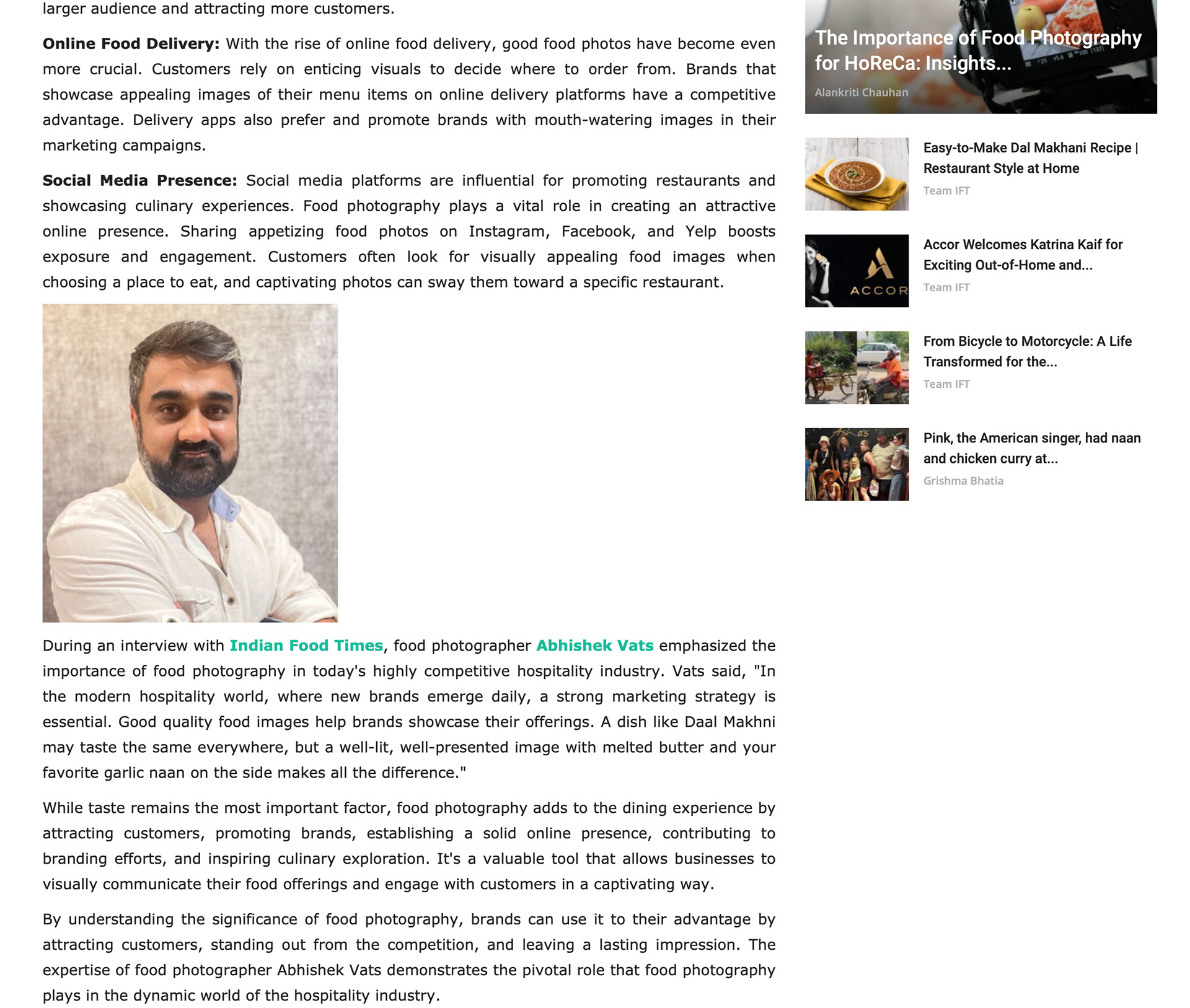 Interview with India Food Times