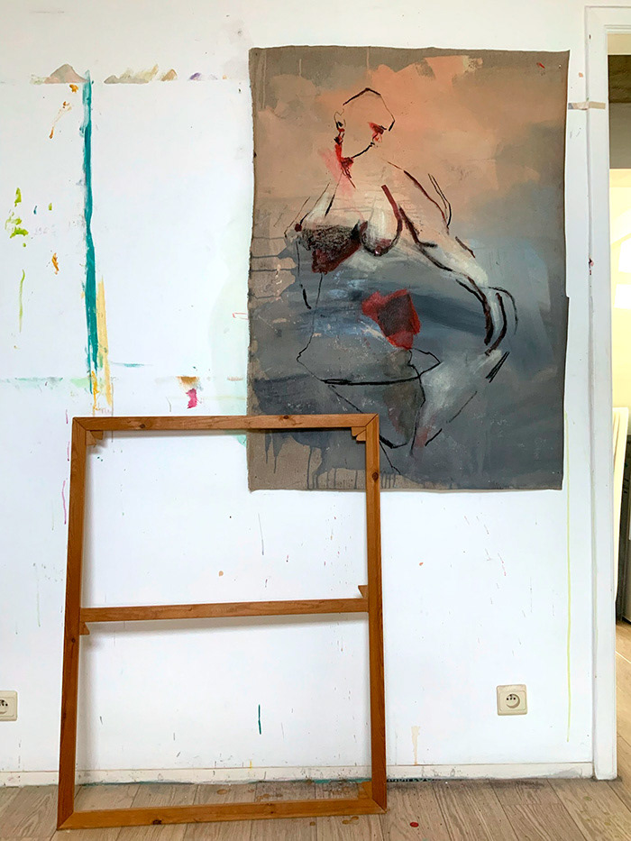 Intangible, acrylic and charcoal on linen, 75/110cm, 2022