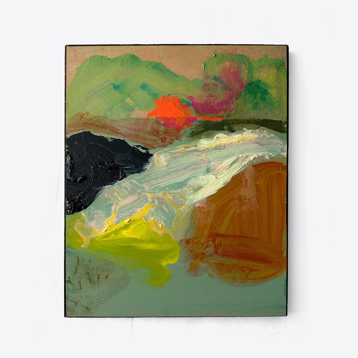Water and a Flame, A180924, acrylic on old book cover, 2024 (SOLD)