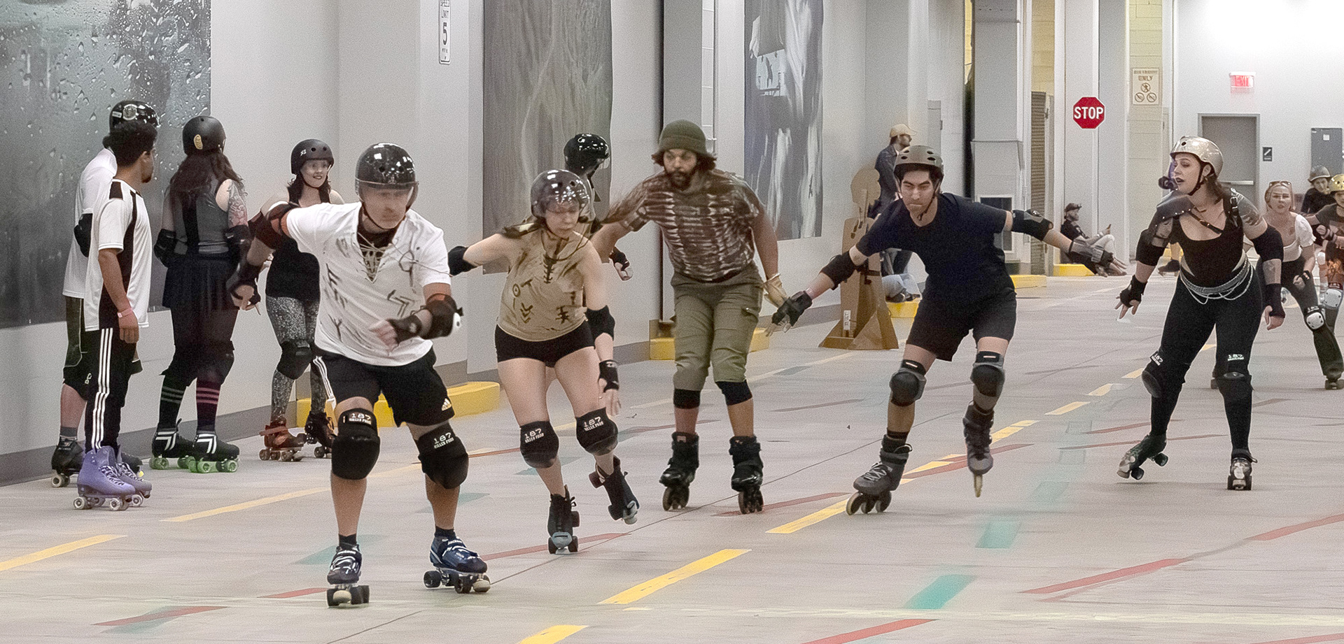 Relay race at the Roller Derby Disco on Sunday