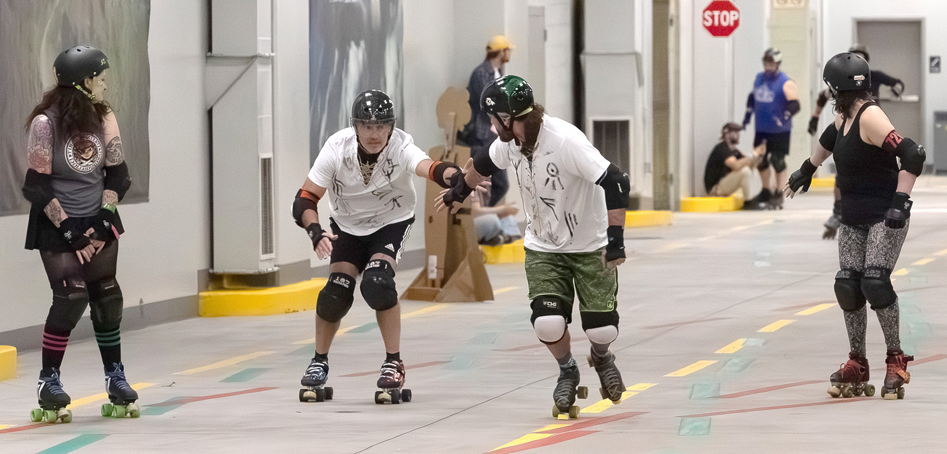 Relay race at the Roller Derby Disco on Sunday