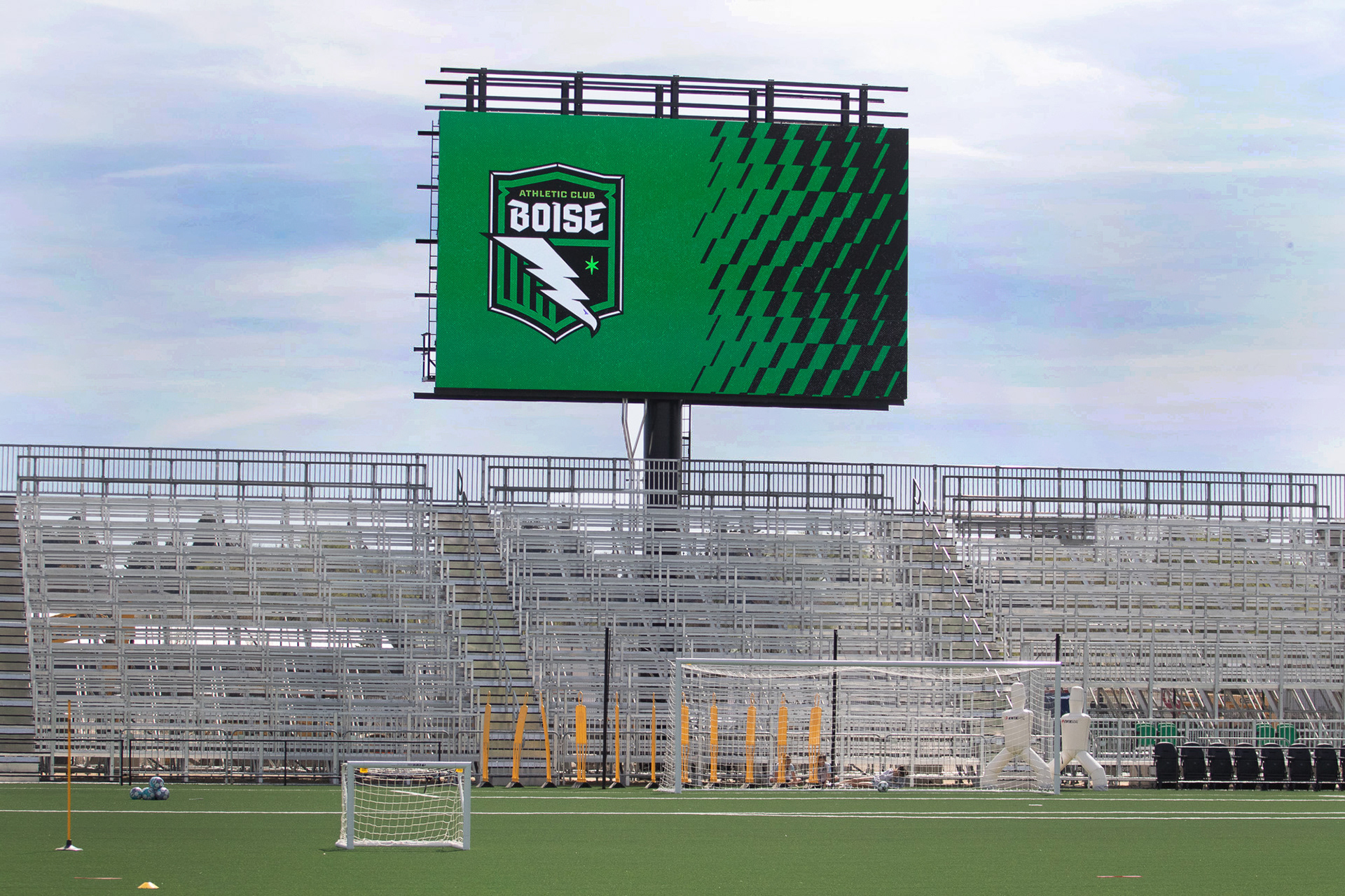 bleachers for standing where the River Guard will be