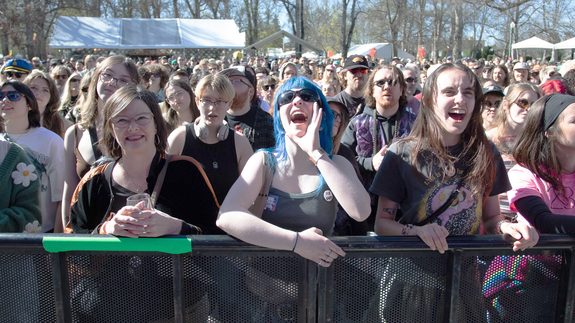 Fans cheering on Blondshell at Main Stage