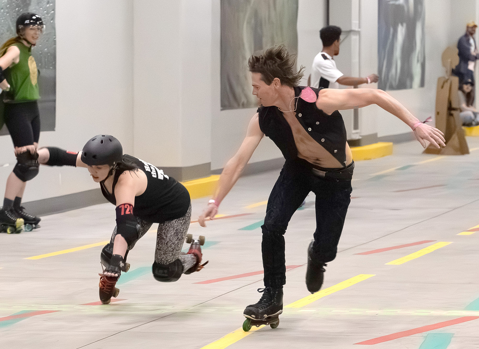 Some spills but no injuries at the Roller Derby Disco on Sunday