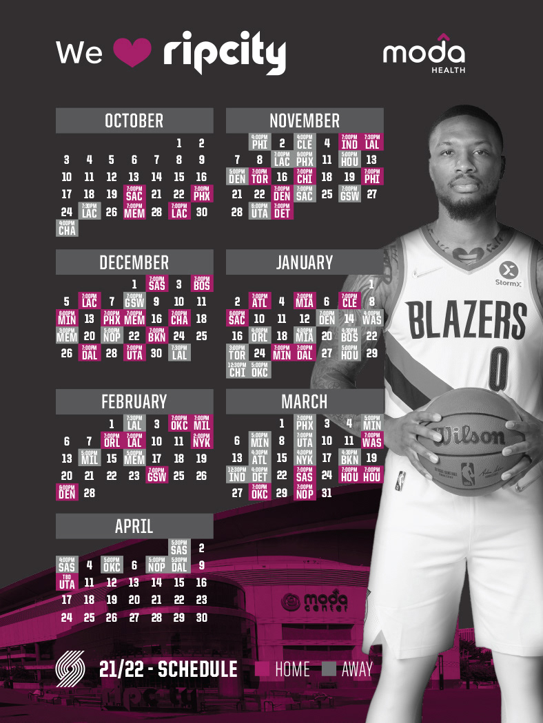 2021/2022 Blazer Magnet Schedule