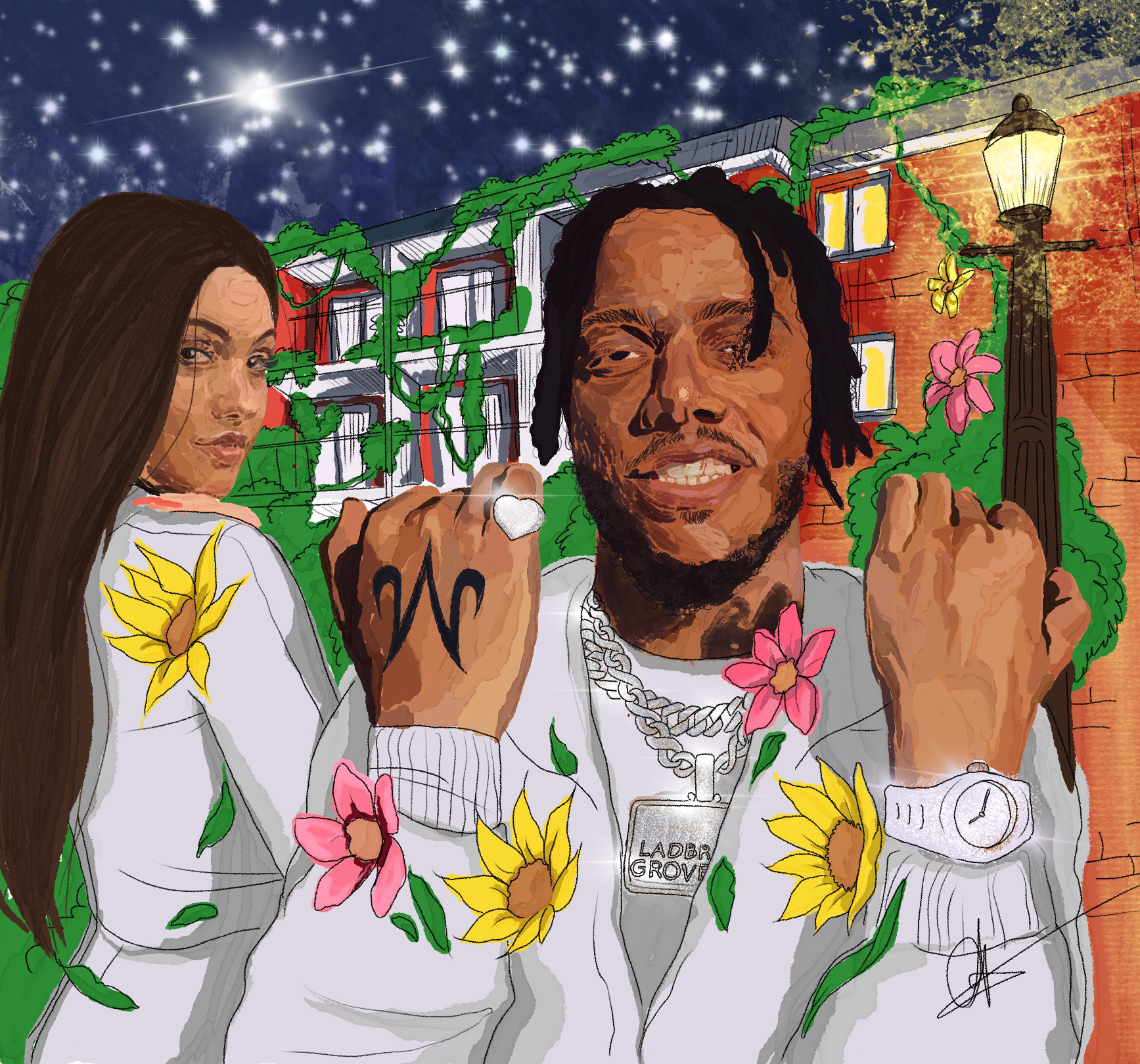 AJ Tracey's "West Ten" cover drawn in my style