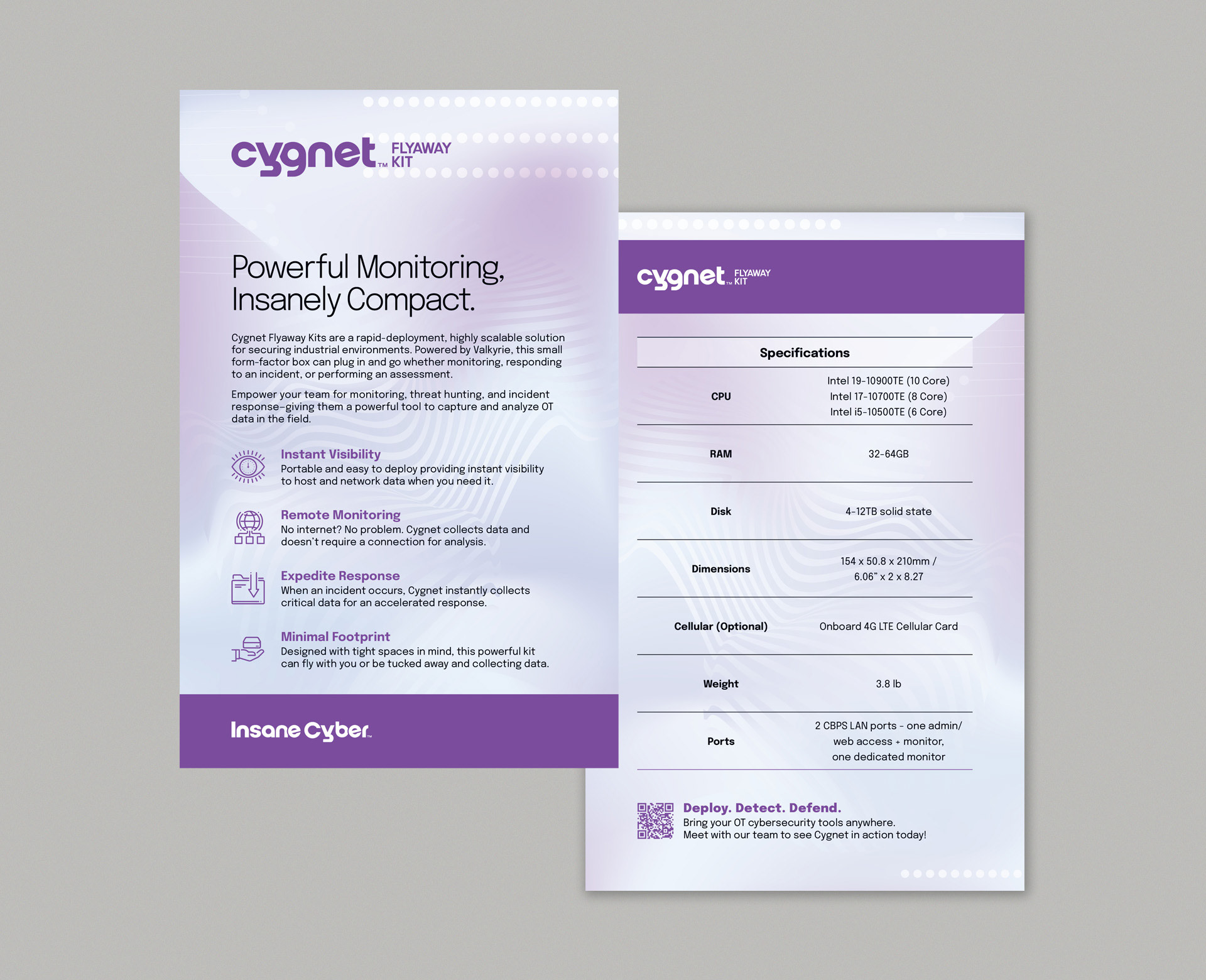 Sales sheet design for the Cygnet Flyaway Kit..