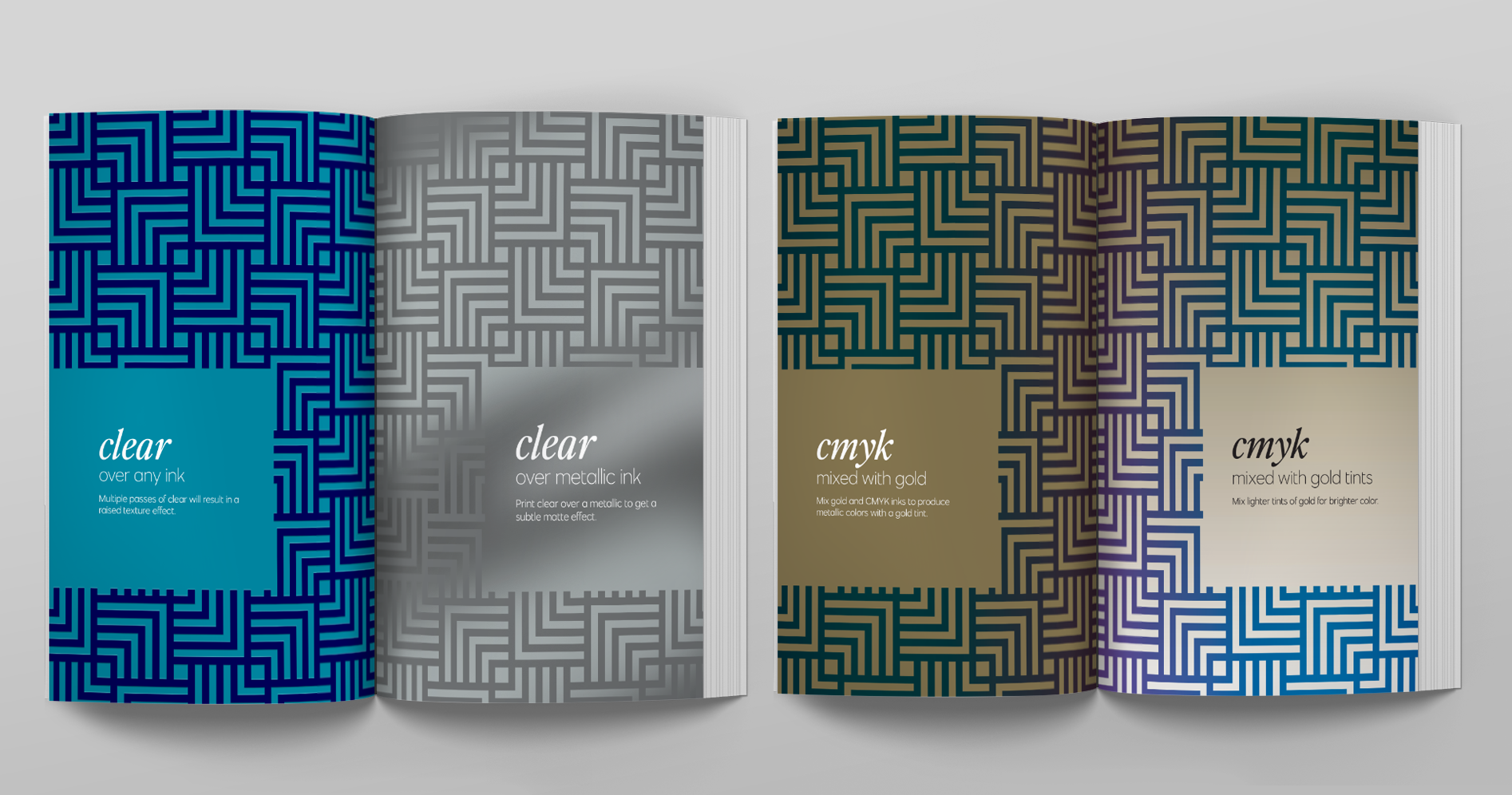 Handbook design showcasing specialty inks.