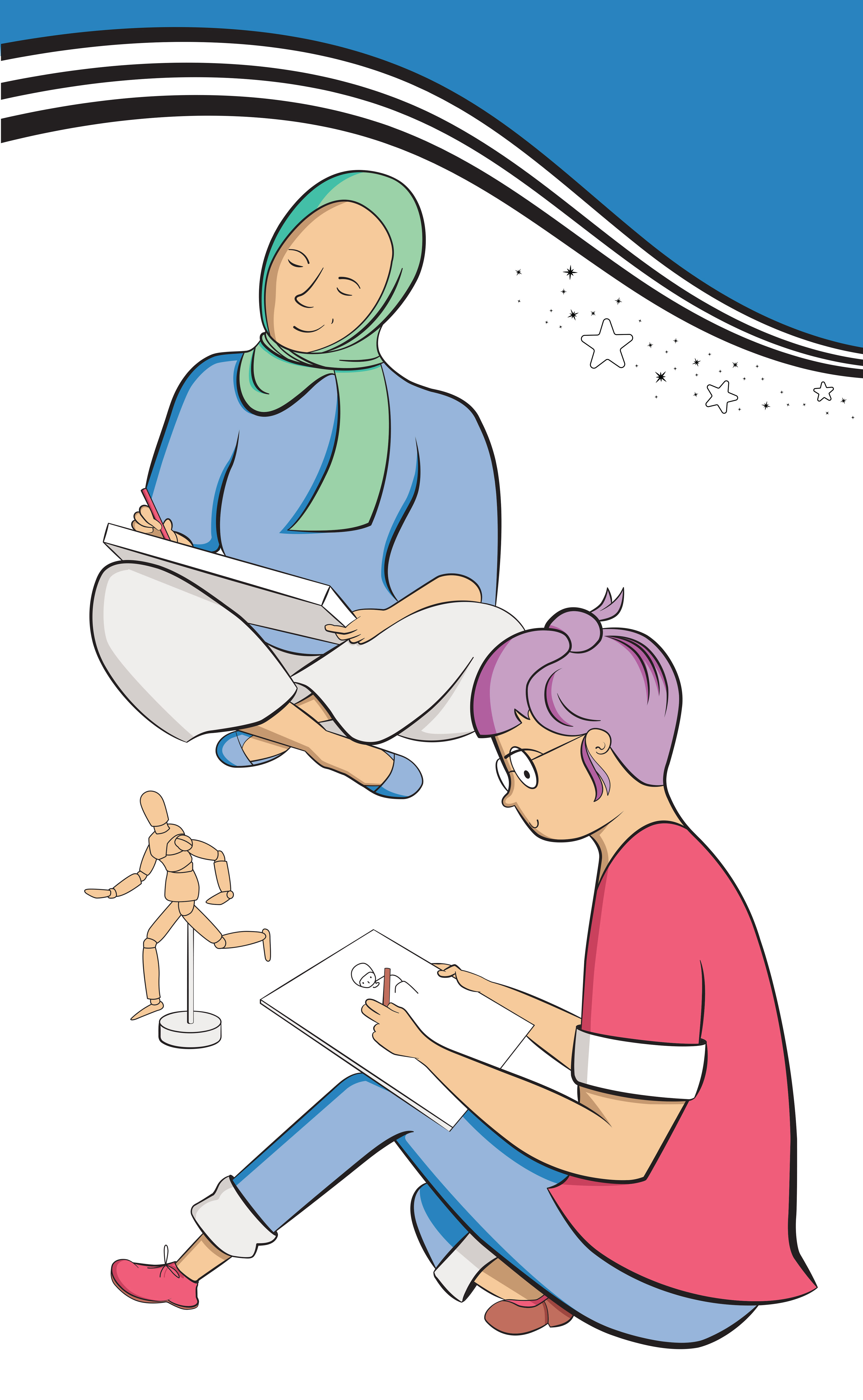 PCC Library Window Cling Illustrations