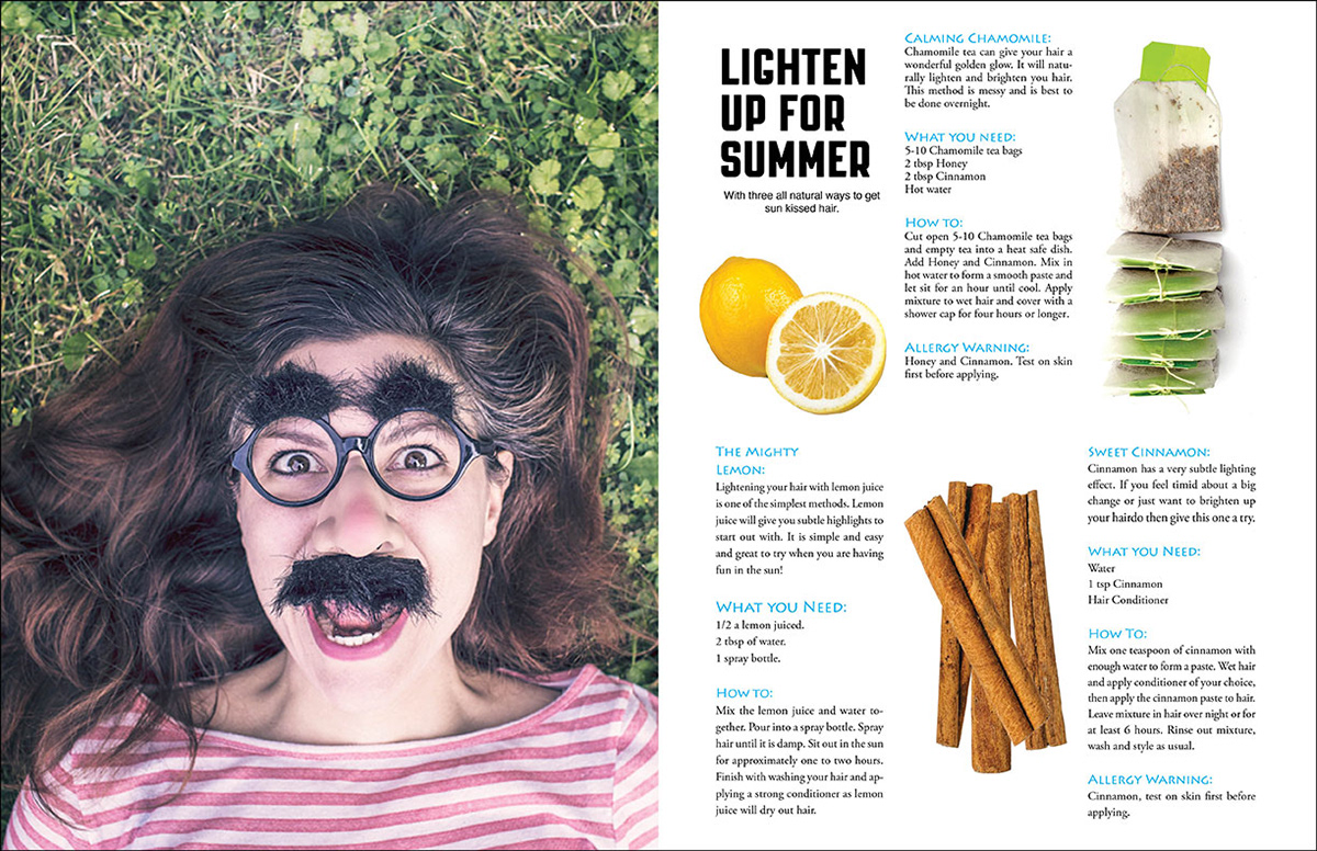 Editorial spread on lightening your hair for summer
