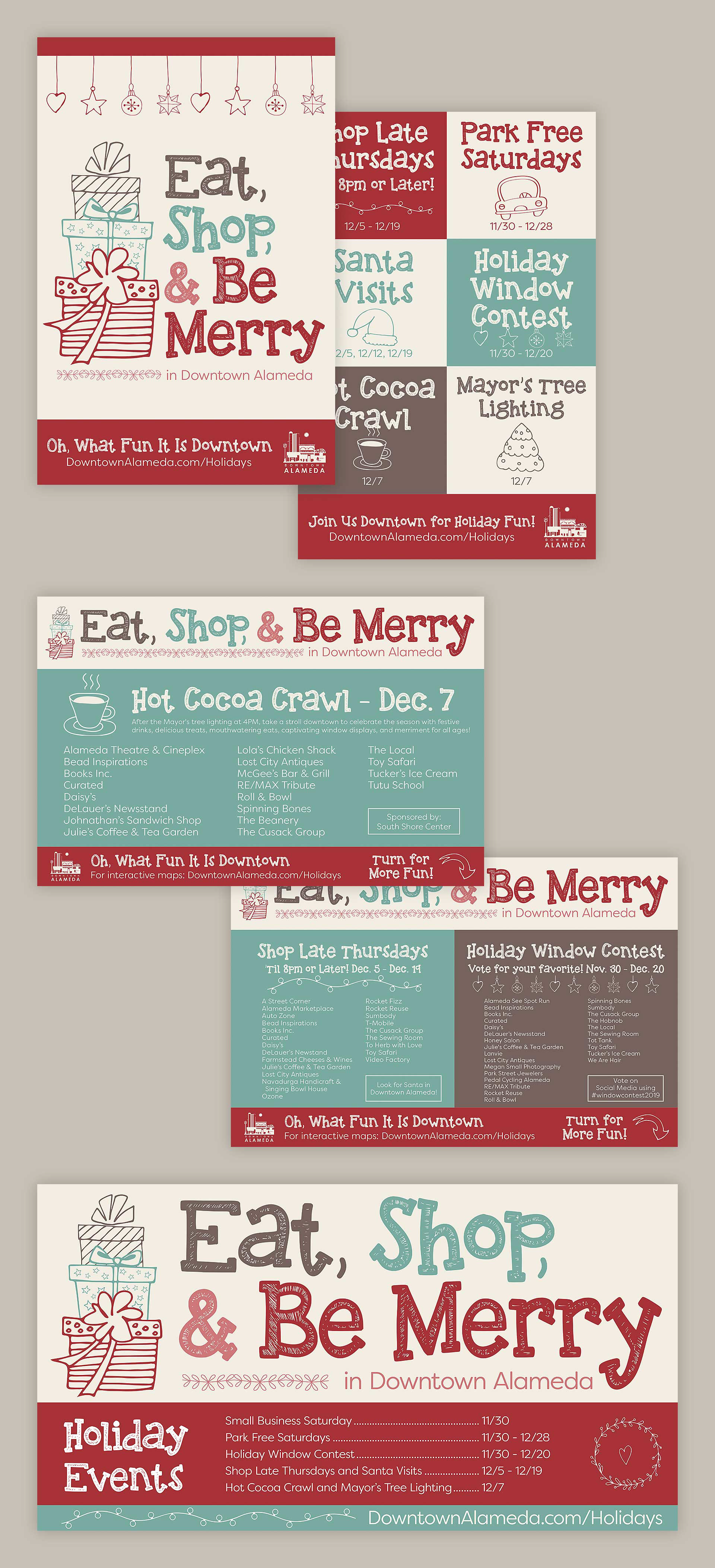 Downtown Alameda Holiday Promotion Collateral