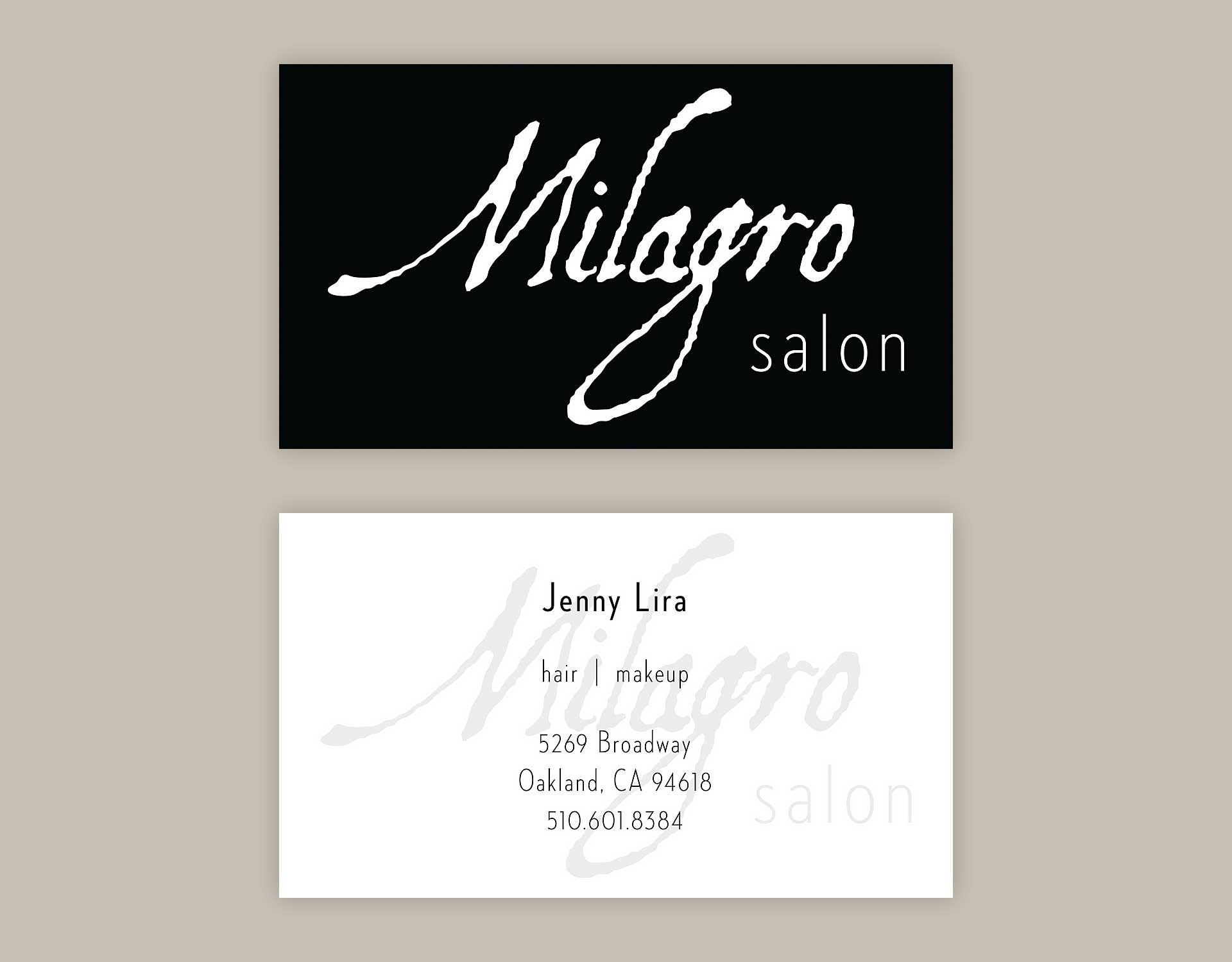 Milagro Salon Business Cards