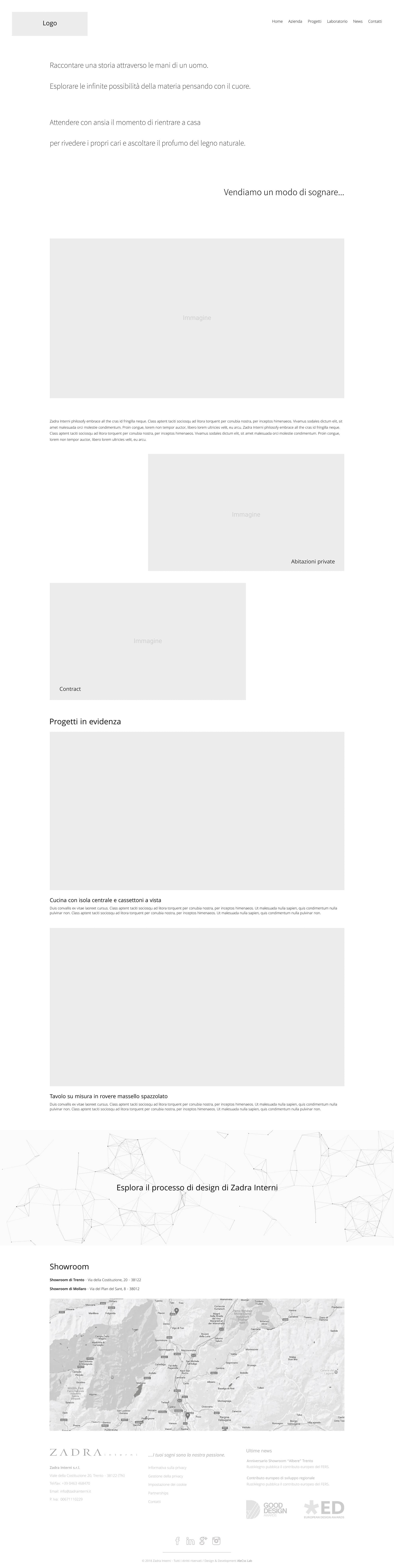 Wireframe home page - studio elementi