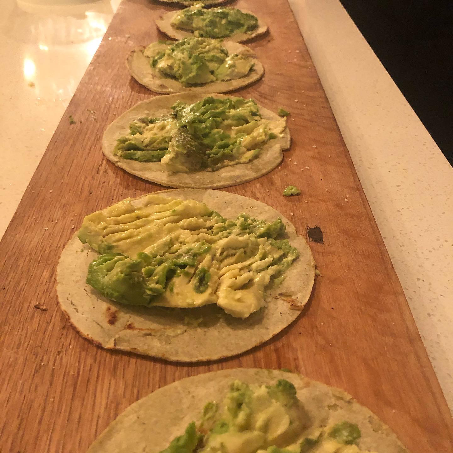 Erika: Fire-Toasted Corn Tortilla with Mashed Avocado