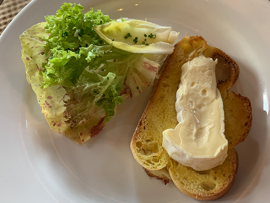 Fromanger d'Affinois Smeared on Toasted Brioche with a Few Local Spring Leaves