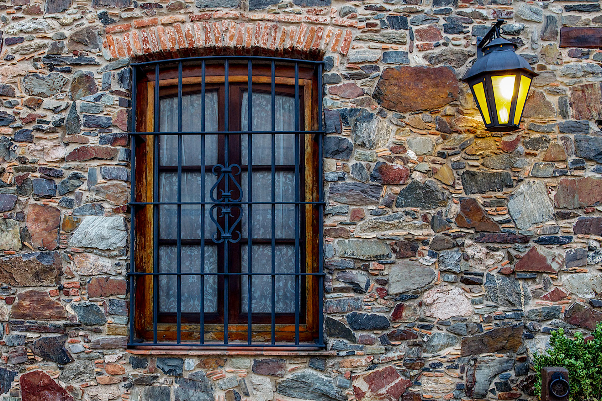 Window on historic building in Colonia del Sacramento, Uruguay.
