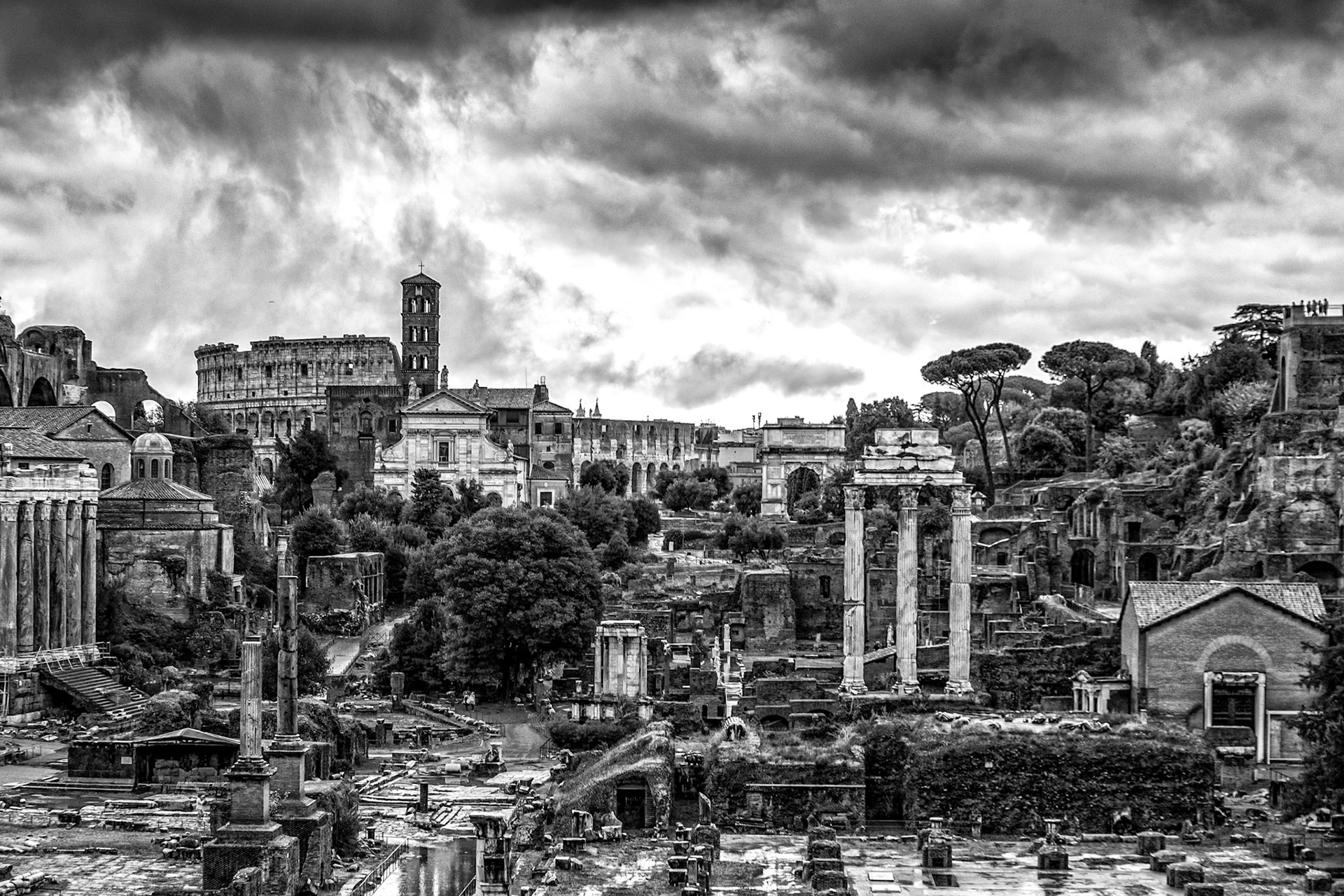 The Roman Forum caught while all the tourist ran away from the rain.  These grounds are ussually filled with mounds of people, but not when it's raining and you get out to shoot.
