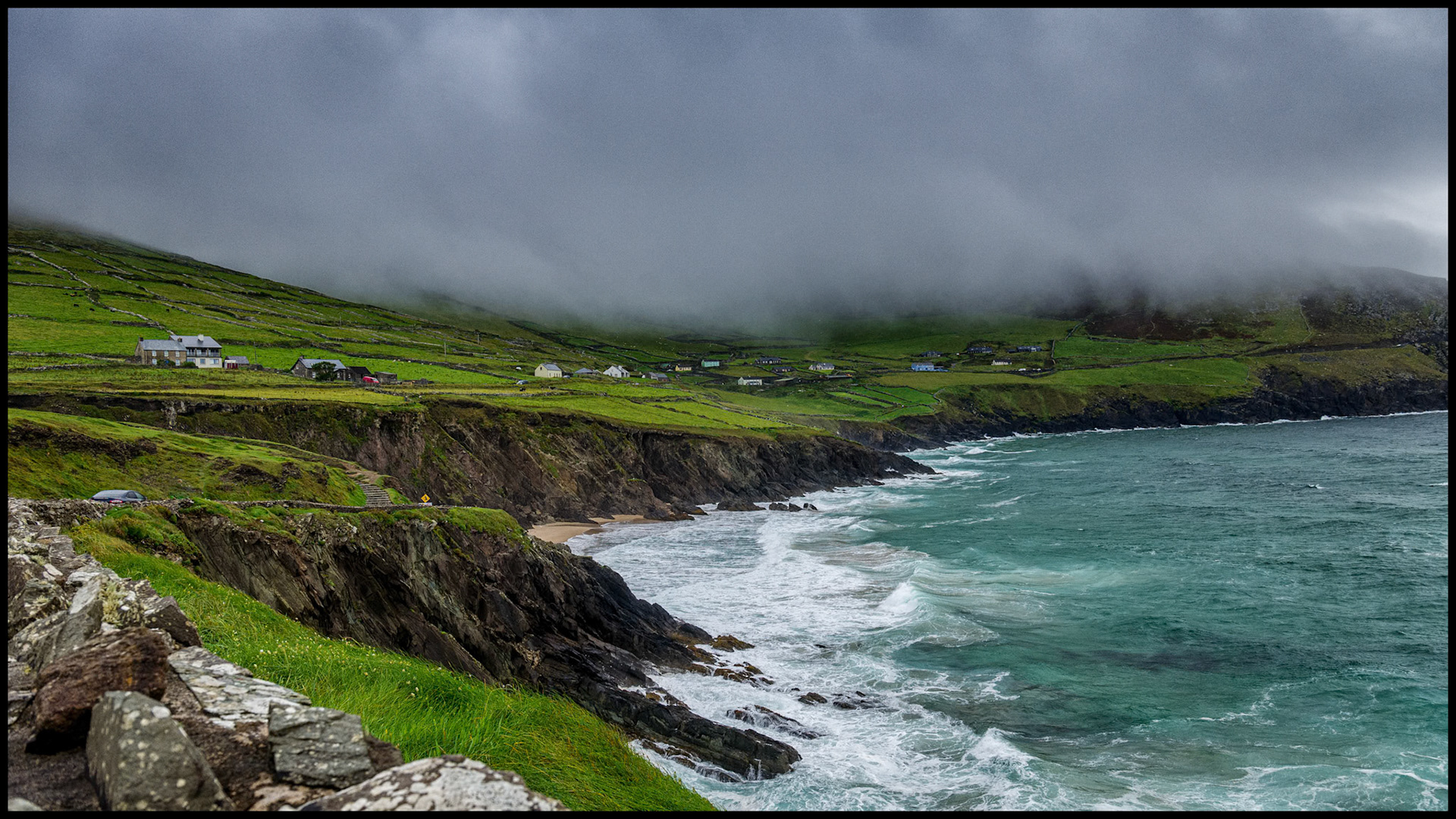 The Dingle Peninsula or Corca Dhuibhne, stretches 30 miles into the Atlantic Ocean on the south-west coast on Ireland’s Wild Atlantic Way. The magnificent coastline consists of steep sea-cliffs and dramatic headlands broken by sandy beaches.