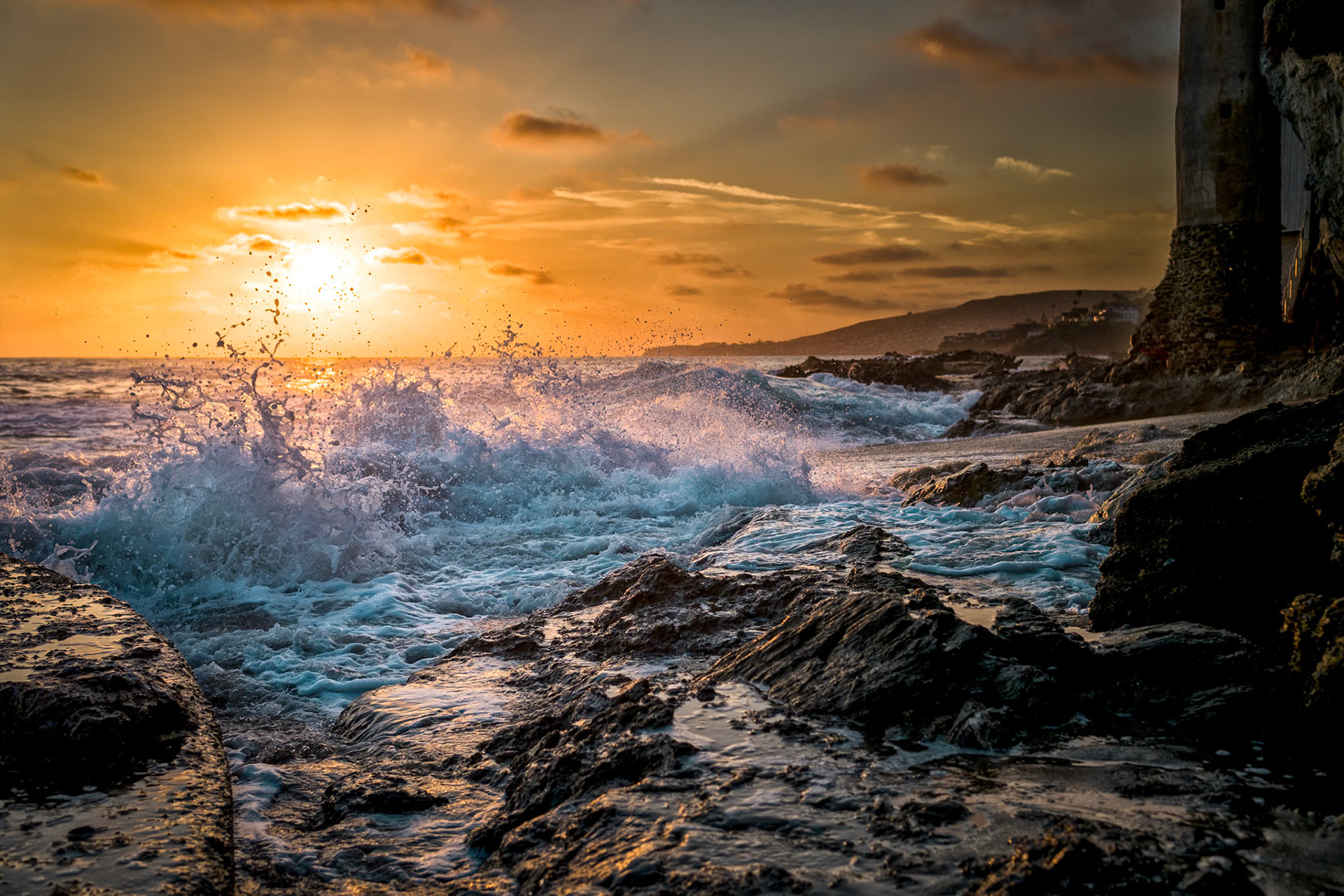 It's the small victories in life that are so rewarding.  Late one afternoon after a day at the office, I ventured down to Laguna Beach, California and captured this awesome shot at the small quaint Victoria Beach.  The water looks like milk frozen in time against the bright orange sky.  It's all about getting out, for without getting out these moments are gone forever.  Not this one.
