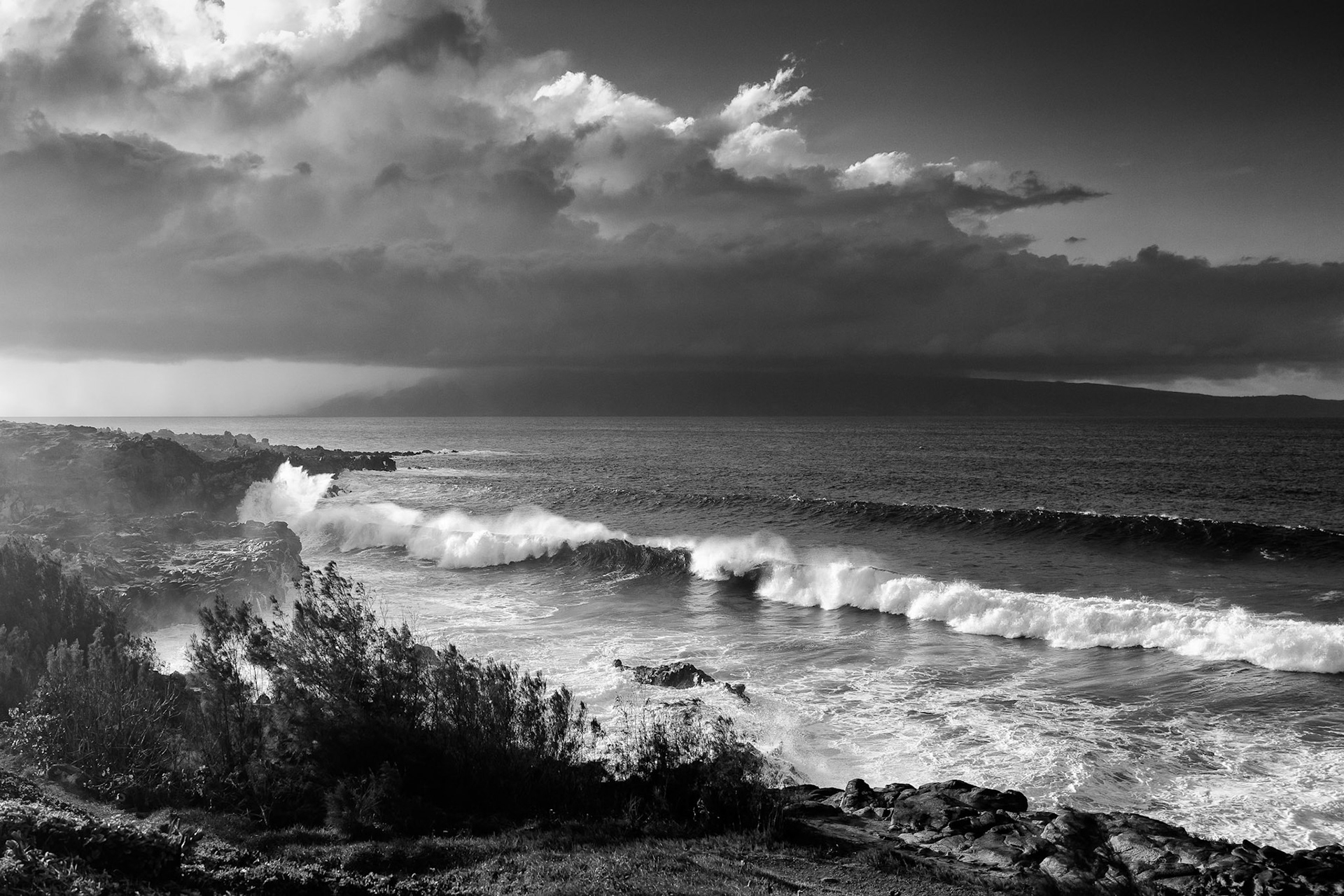 My Happy Place is and will always be Kapula Bay in Maui, Hawaii.  This day provided some great views as the big surf crashed into the rugged shoreline of Hawea Point.
