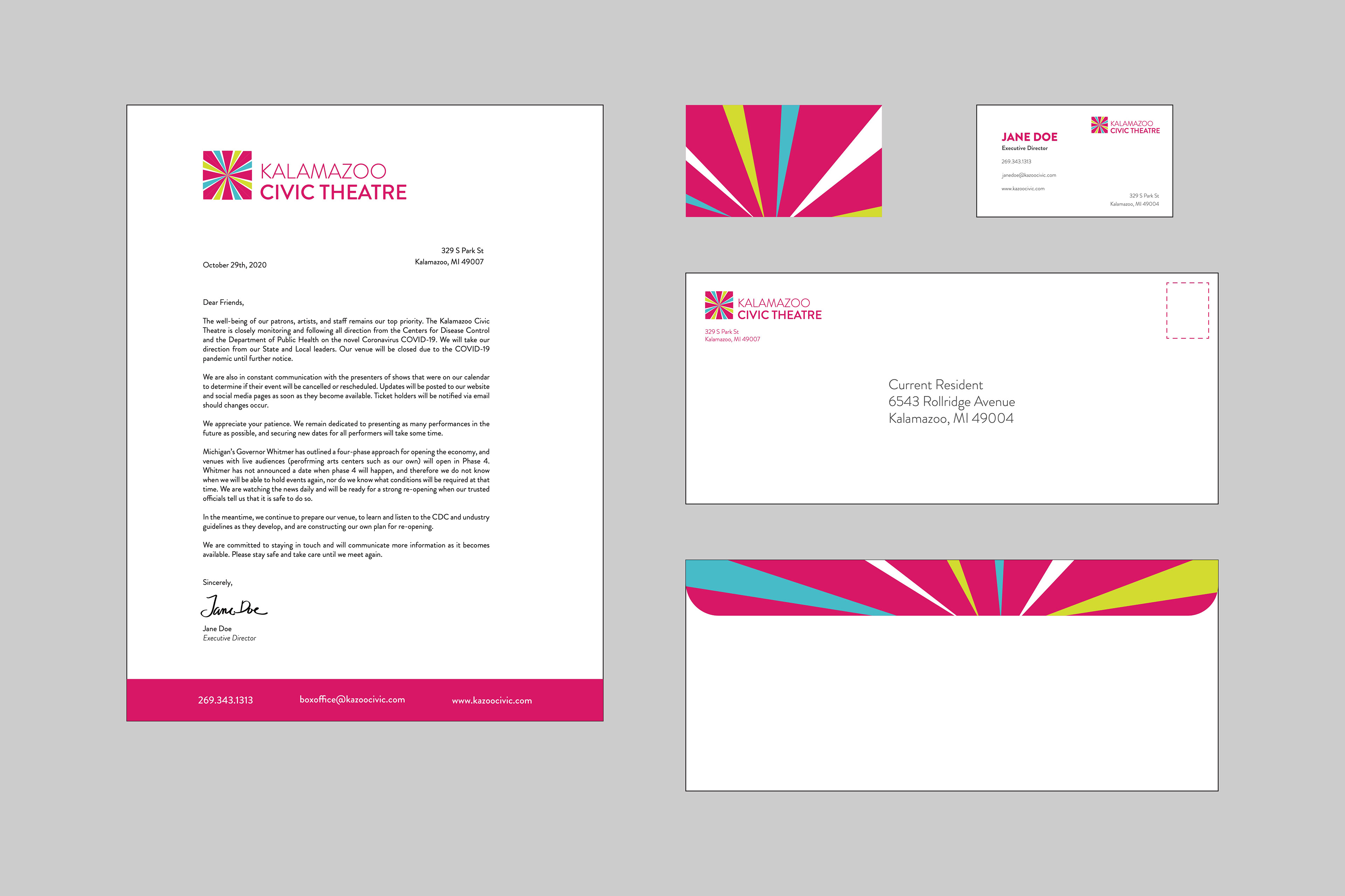 Letterhead, Business Card (Front + Back), Envelope (Front + Back)