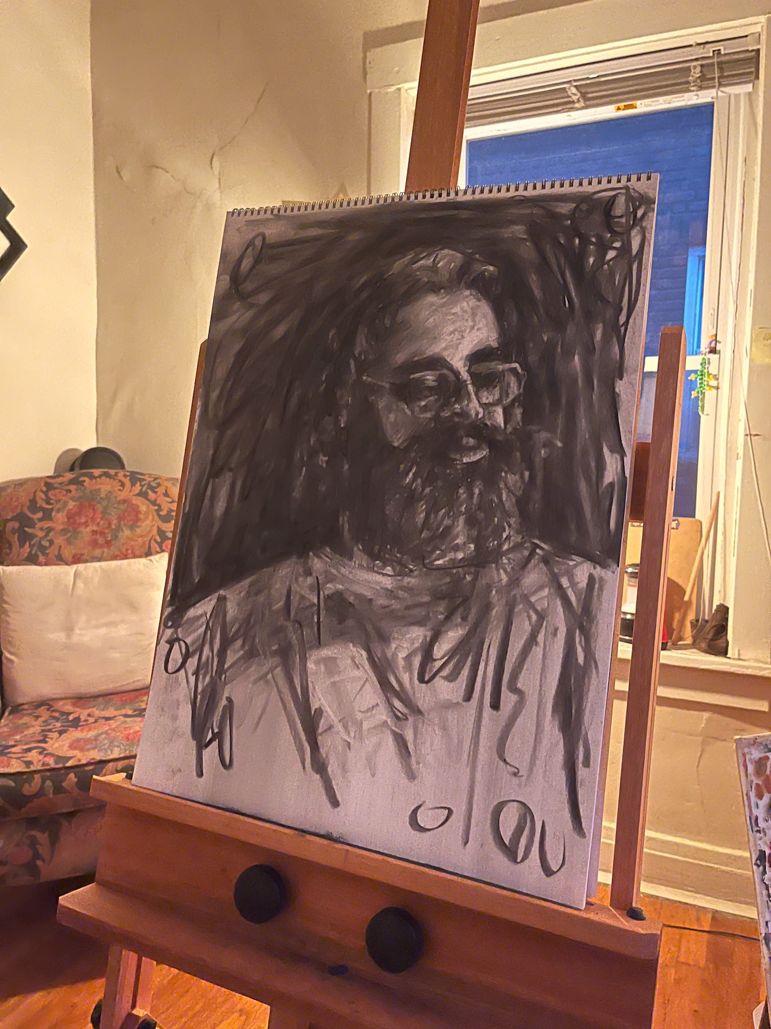 "Rohan", Charcoal on paper, 18 x 24 inches, September 2023