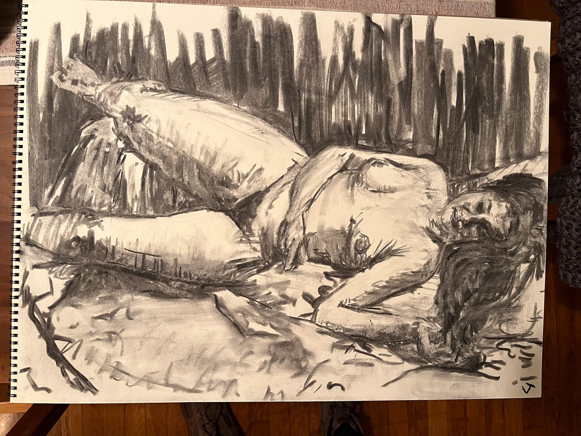 "Untitled Drawing #3", Charcoal on paper, 18 x 24 inches, January 2024