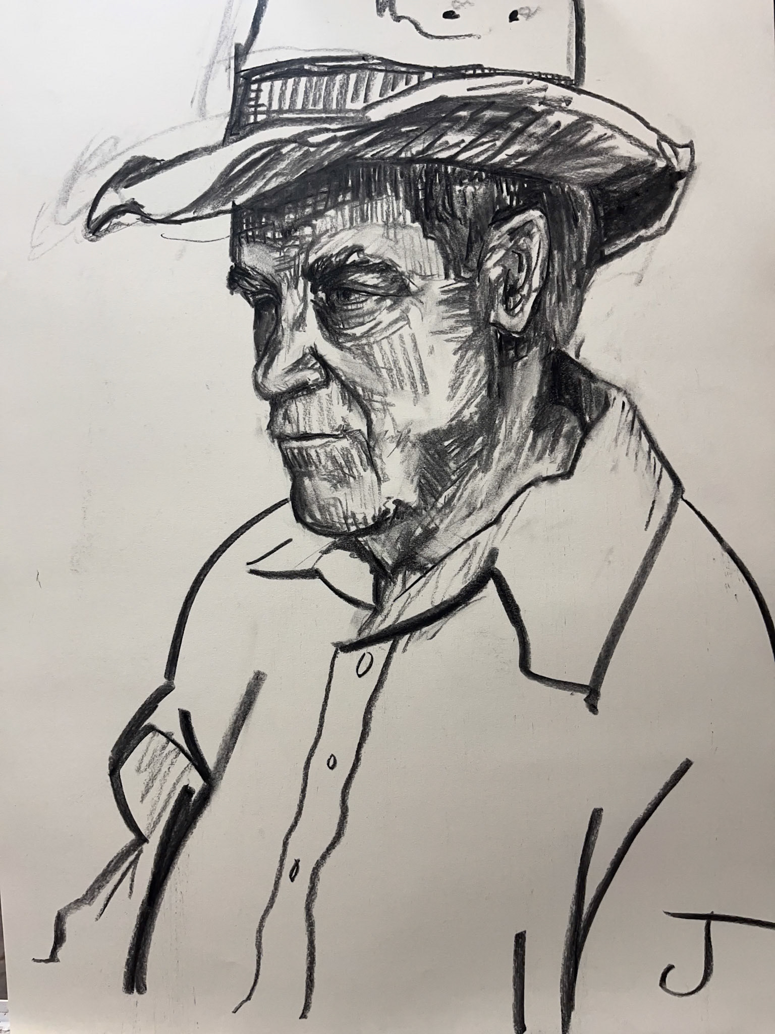 "Untitled Drawing #2", Charcoal on paper, 18 x 24 inches, September 2023
