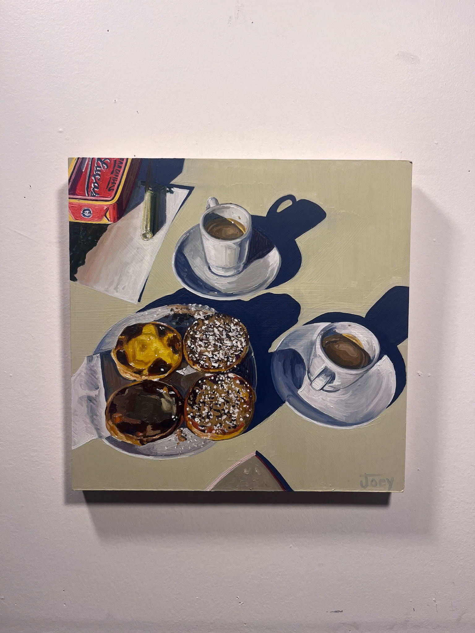 “Café com suco de laranja”, Oil on panel, 12 x 12 inches, February 2025