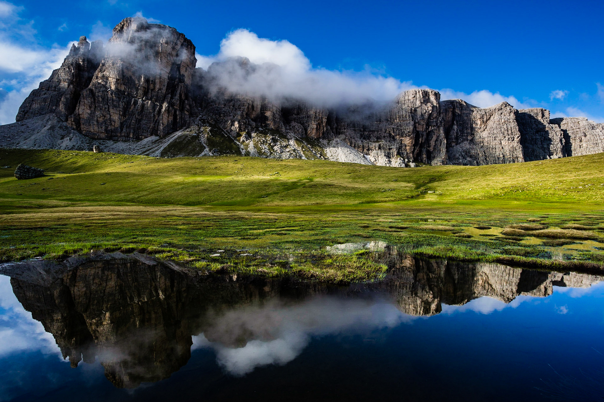 Mountain Ridge Mirrored In Lake