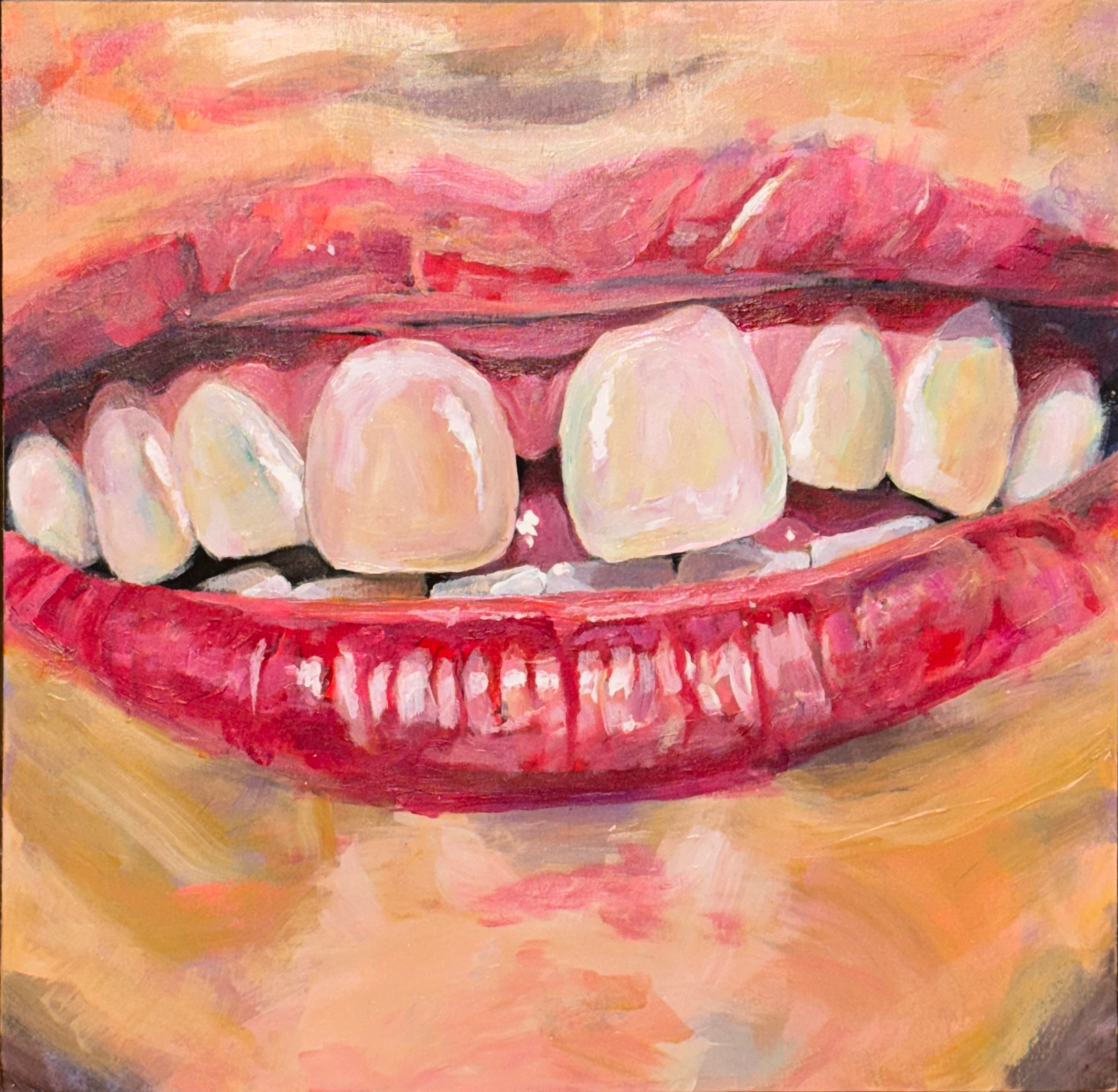 "Met Online" 2025. 12" x 12", Acrylic on Wood