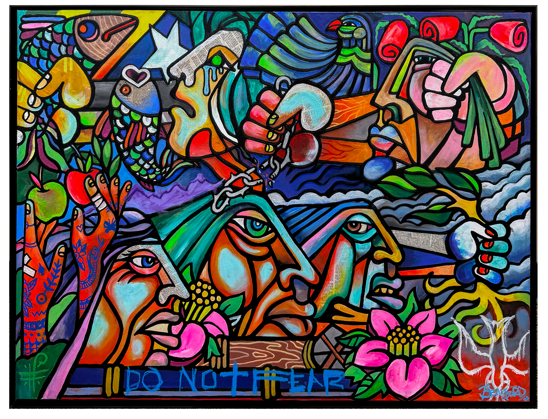 "Iron & Ash" 2026. 40" x 30", Acrylic, Oil & Blood on Canvas. 