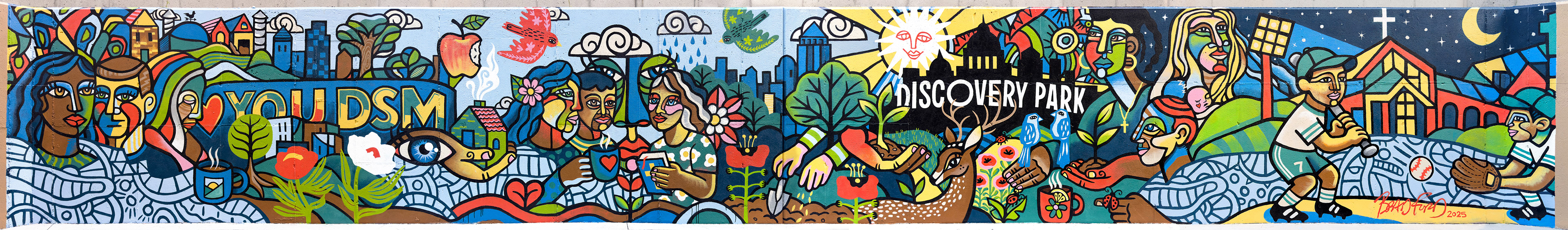 Mural, 40' x 10', Latex on concrete. 2025 @ Valley Church, West Des Moines