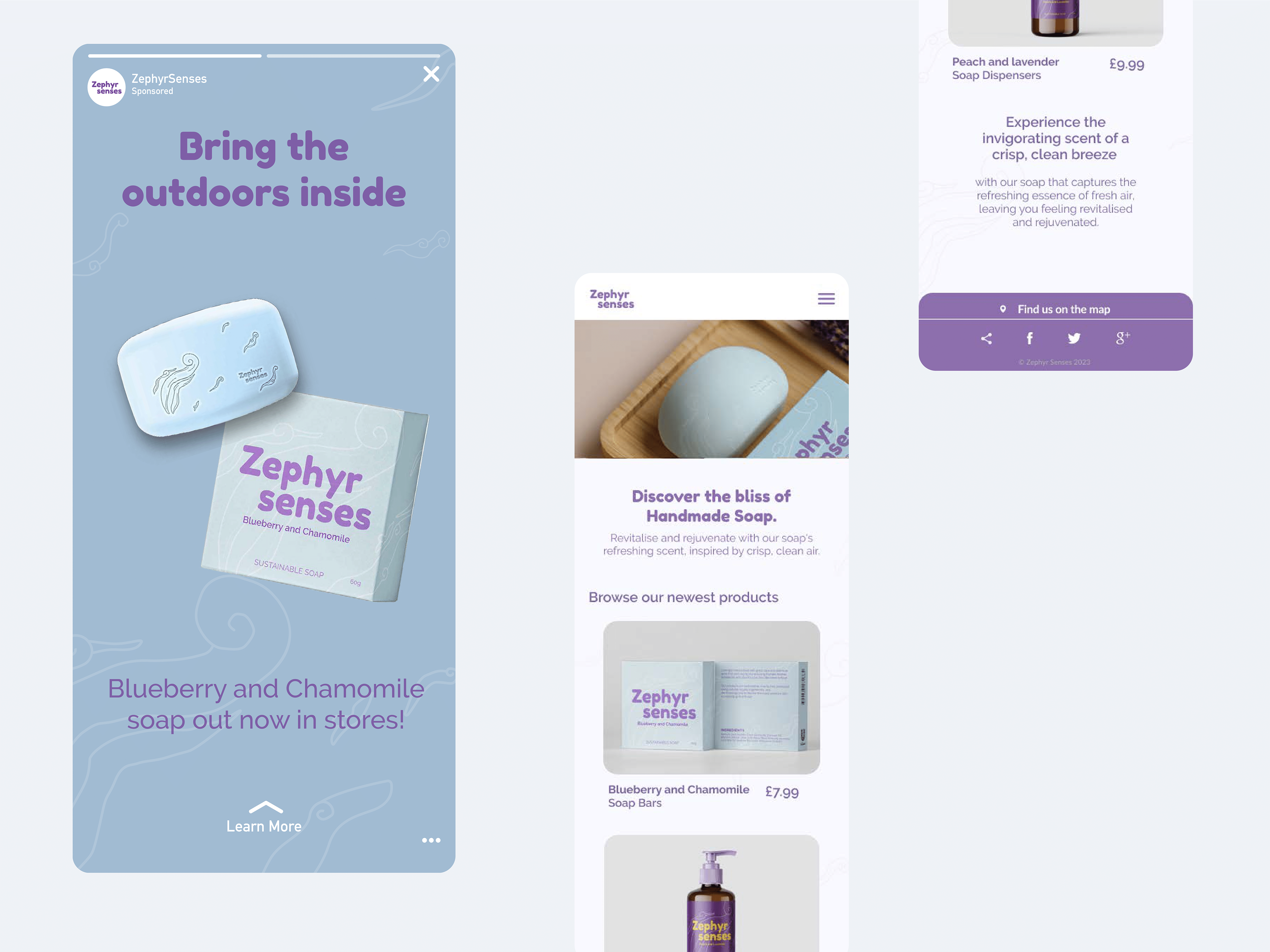 Website pages & Instagram story (mobile)