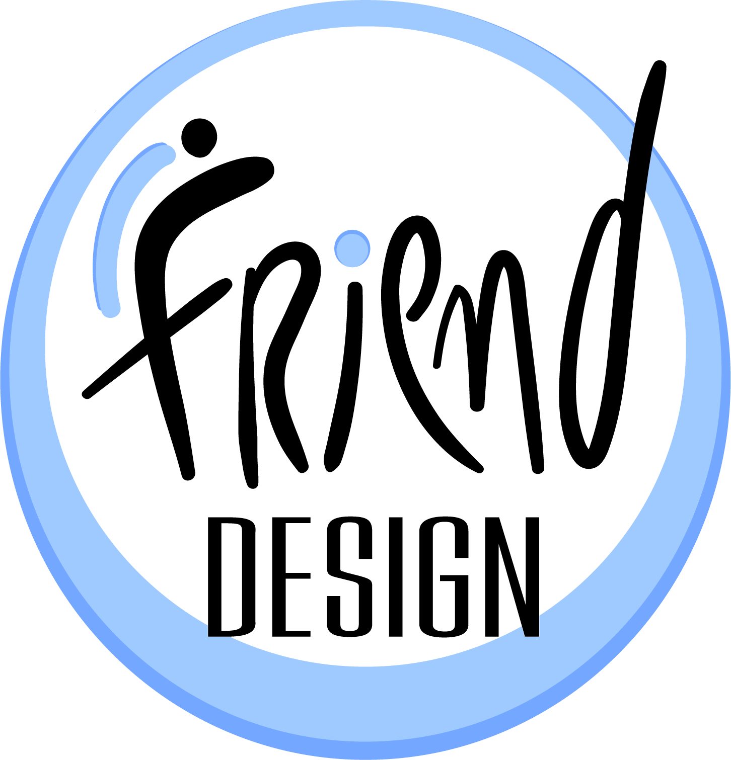 An old logo. A blue circle that inside has I Friend design inside it.