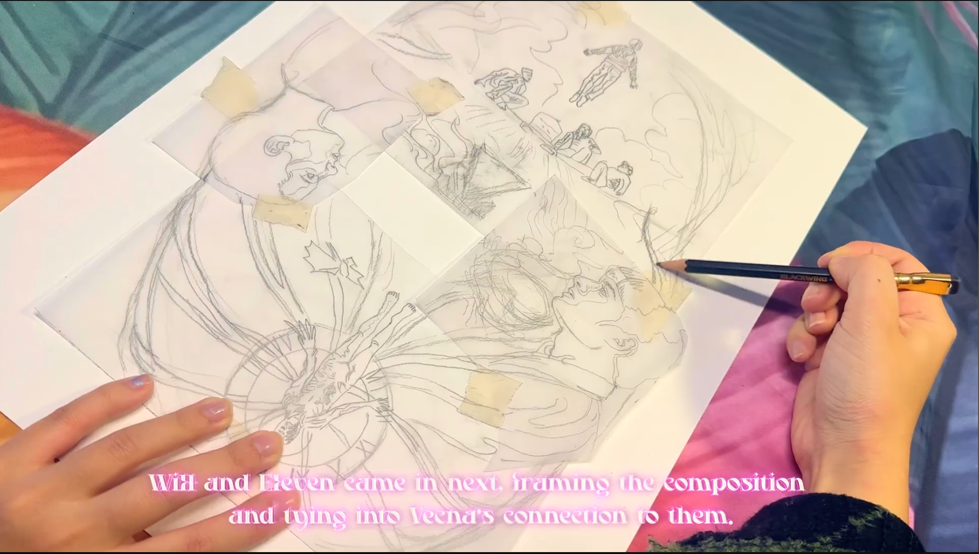 Trace elements into pieces of parchment paper