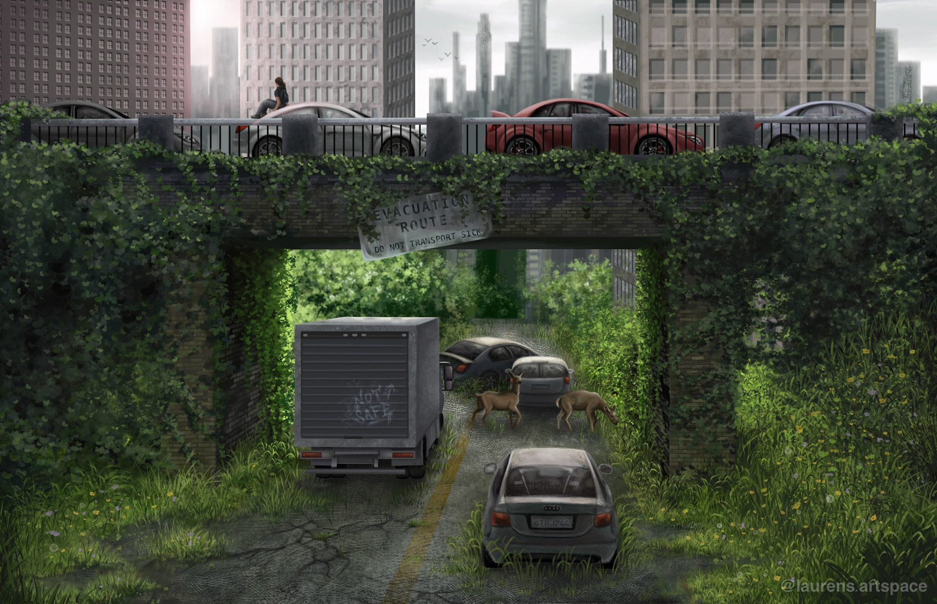 "Highway to Nowhere." Created using SketchUp and Procreate. 2021