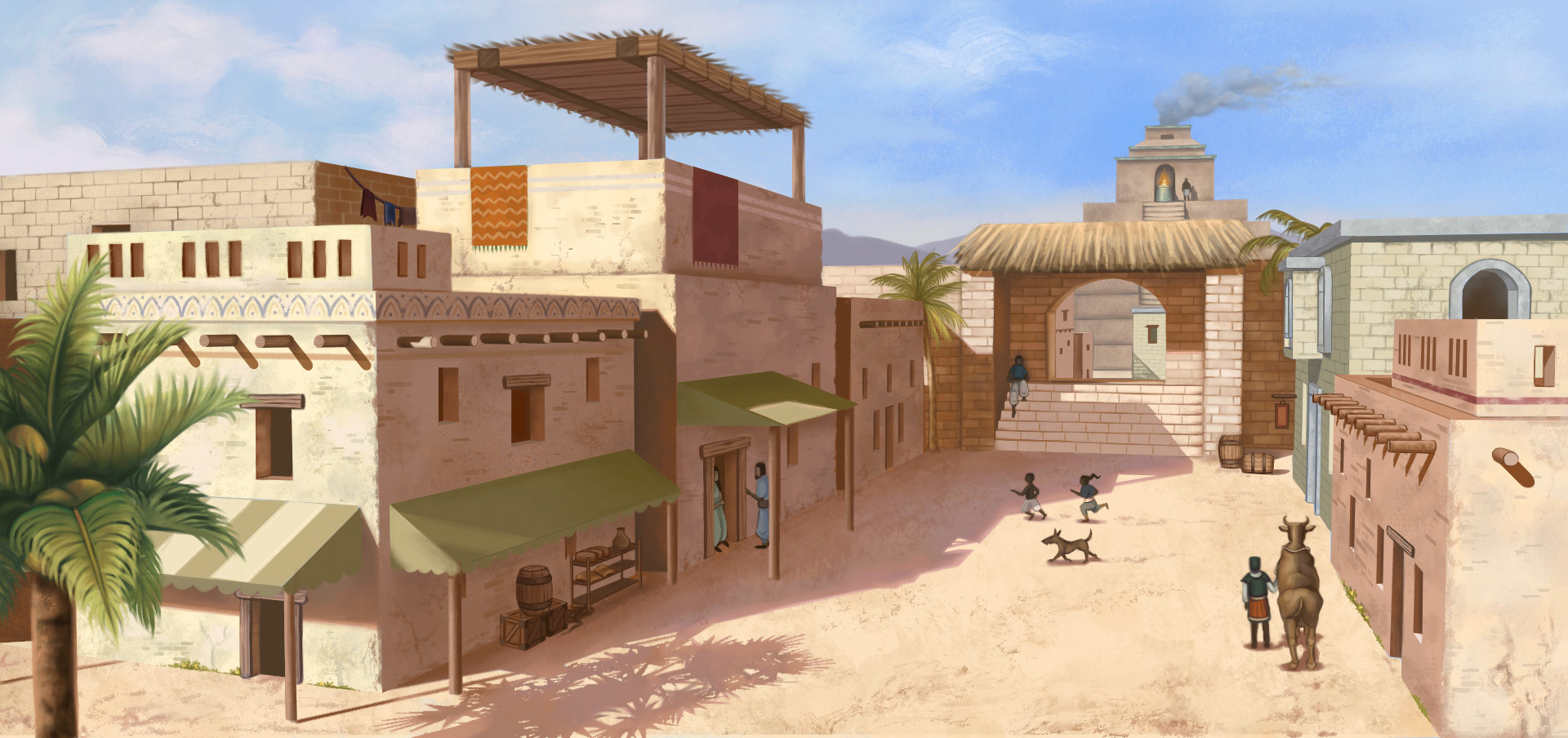 "Desert Town." Created using SketchUp and Procreate. 2022
