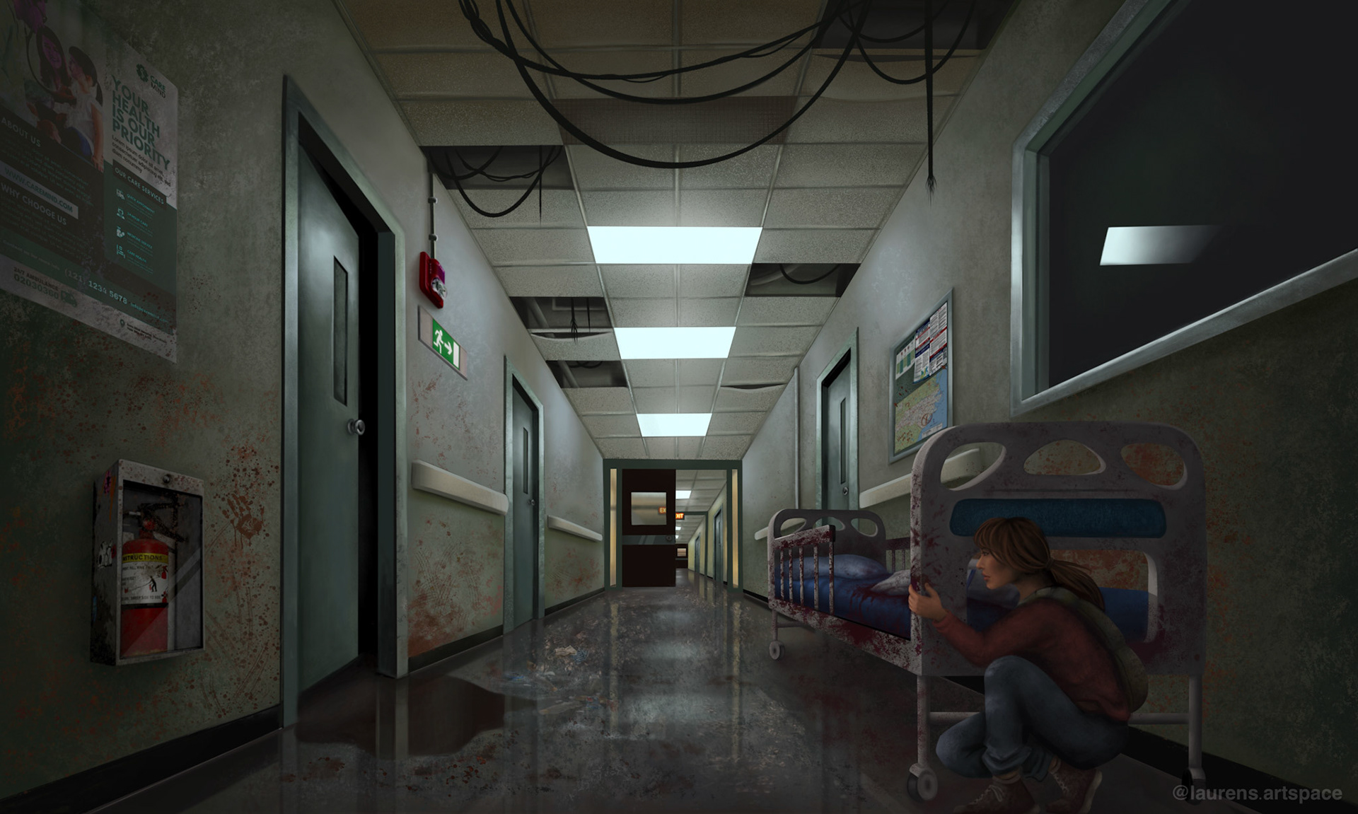 "Hospital Scene V2." Painted in Procreate. 2020